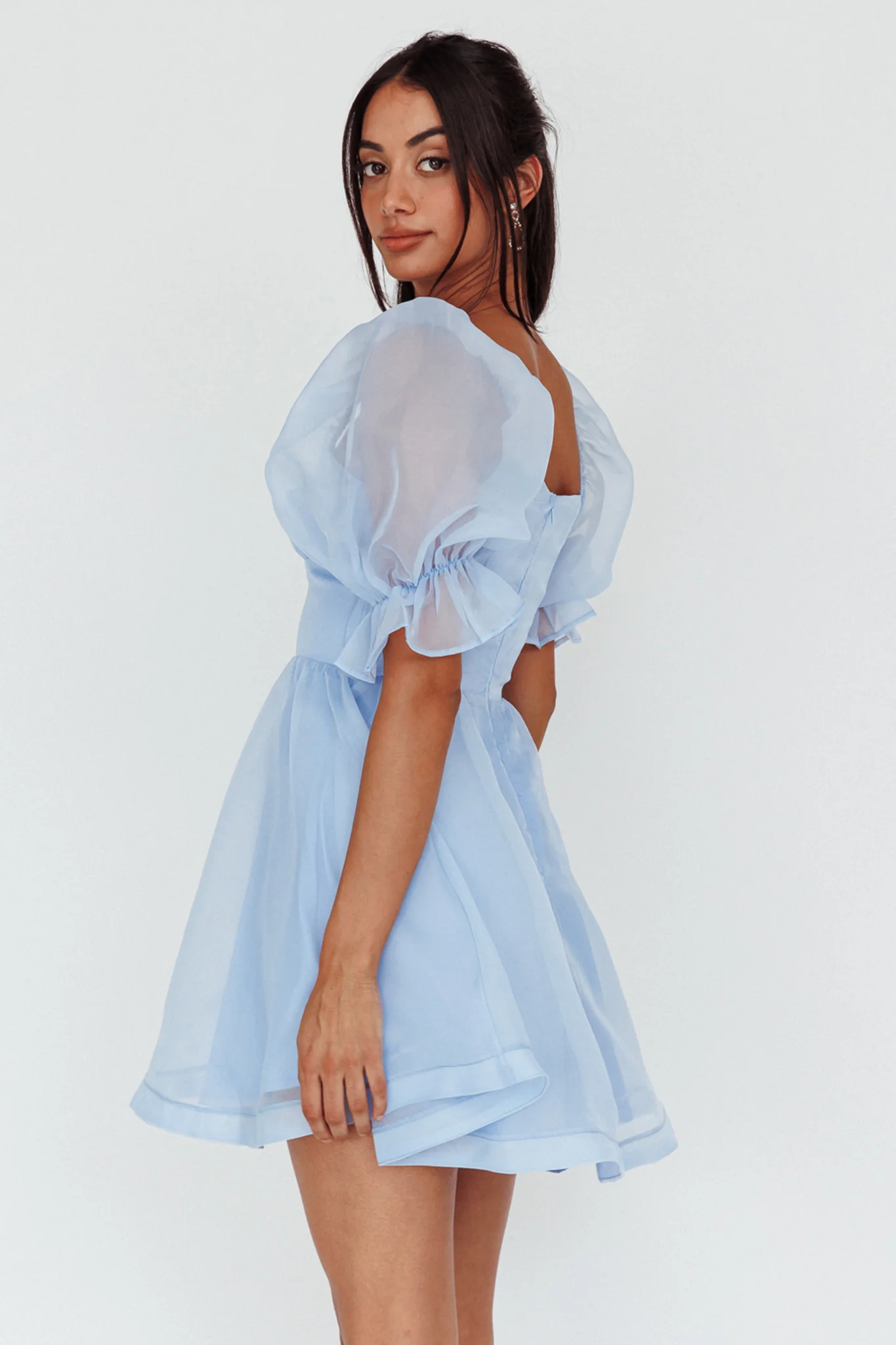 I've Got Sunshine Puff Sleeve Mini Dress Sky Blue - Sonourner