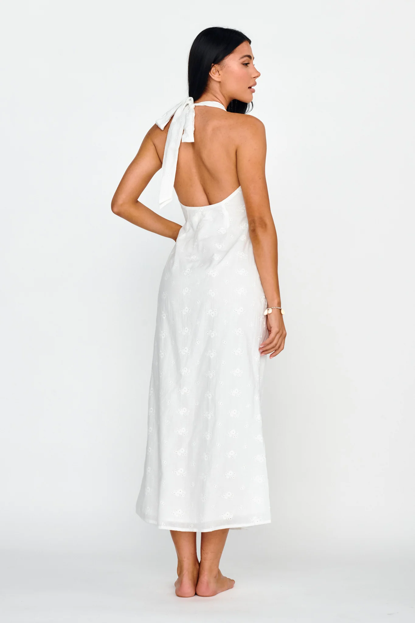 Lavara Halterneck Midi Dress White - Sonourner