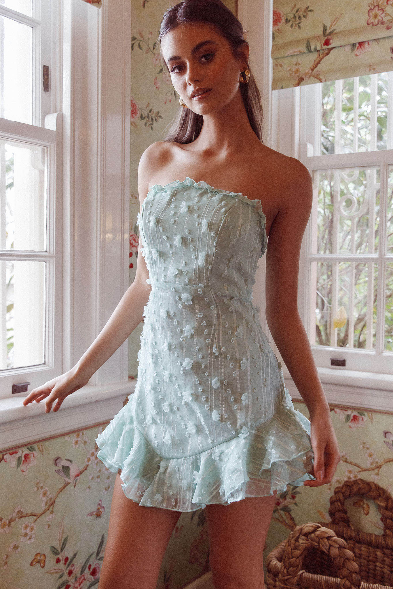 Cece Embellished Bandeau Dress Sage - Sonourner