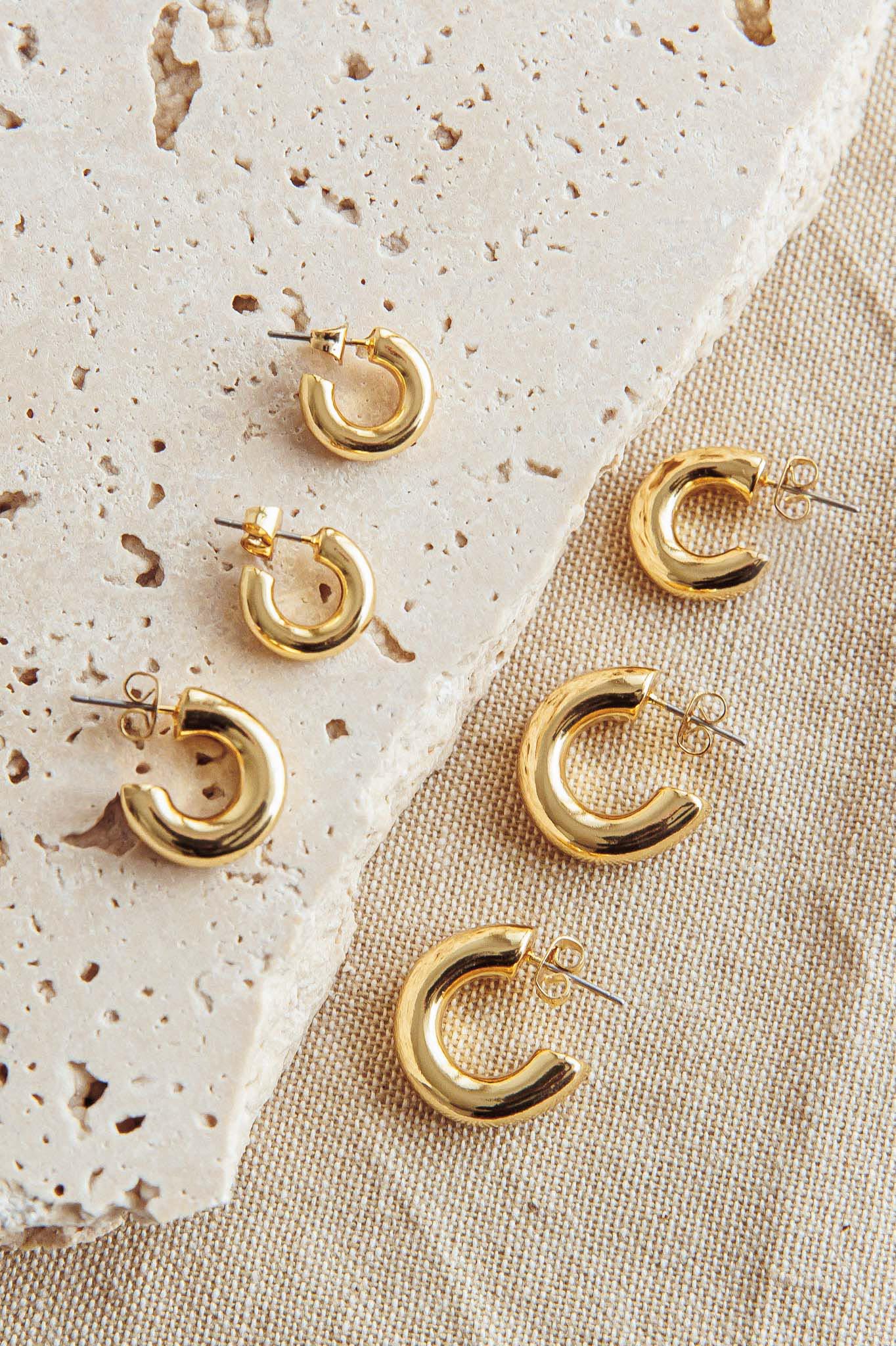 Kya Chunky Half-Hoop Set Gold Plated - Sonourner