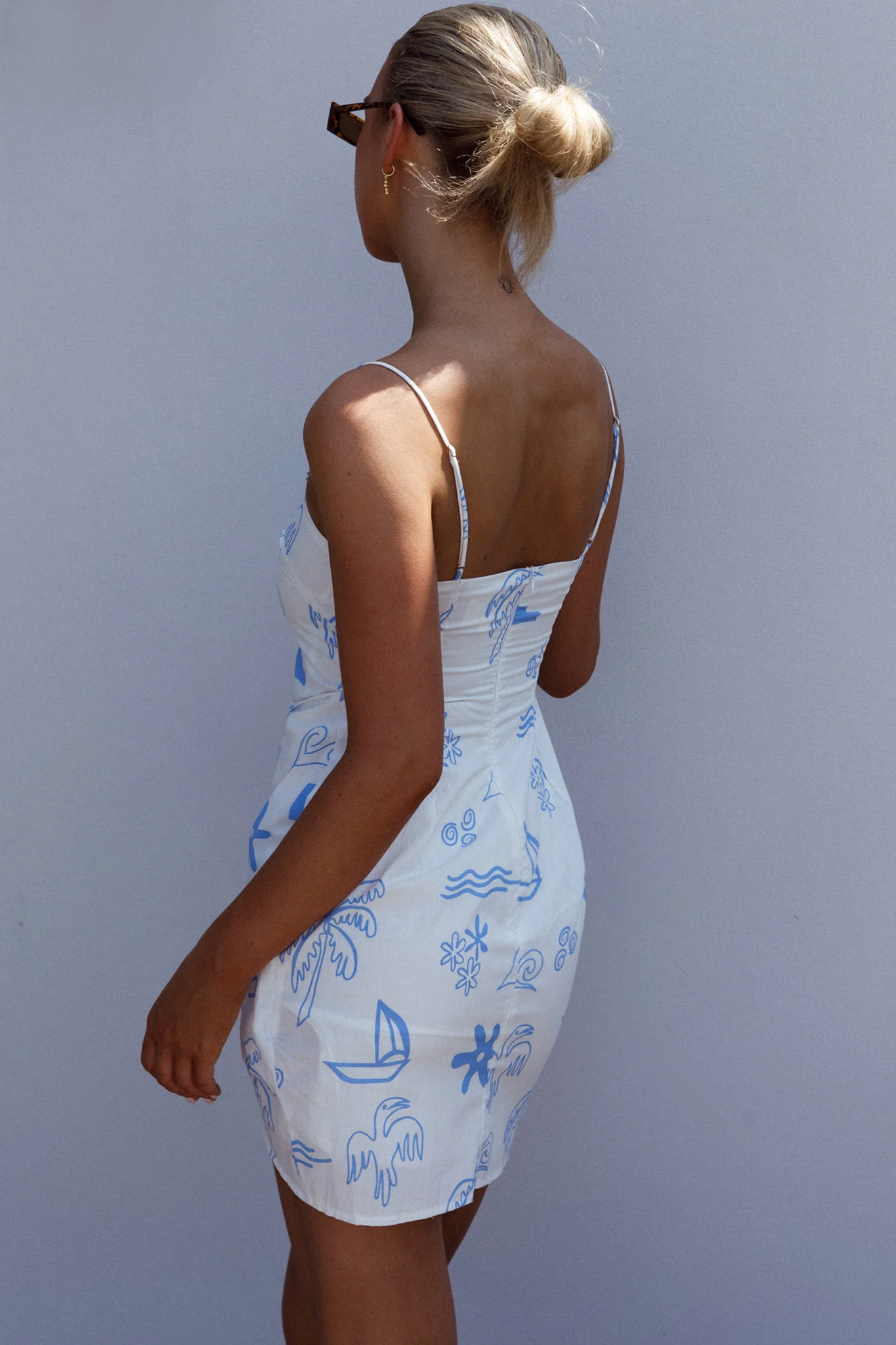 Euro Trip Wrap Mini Dress Nautical White - Sonourner