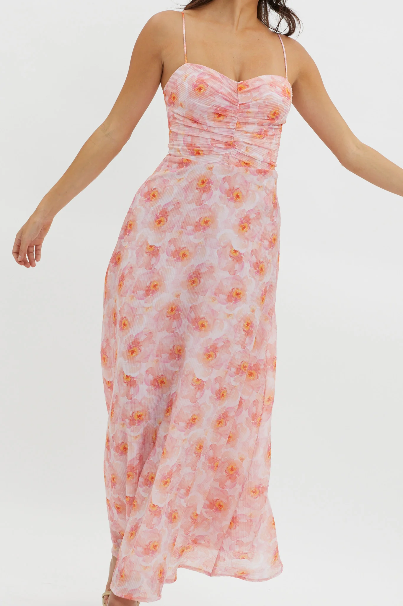 Our Song Ruched Bodice Maxi Dress Orange - Sonourner