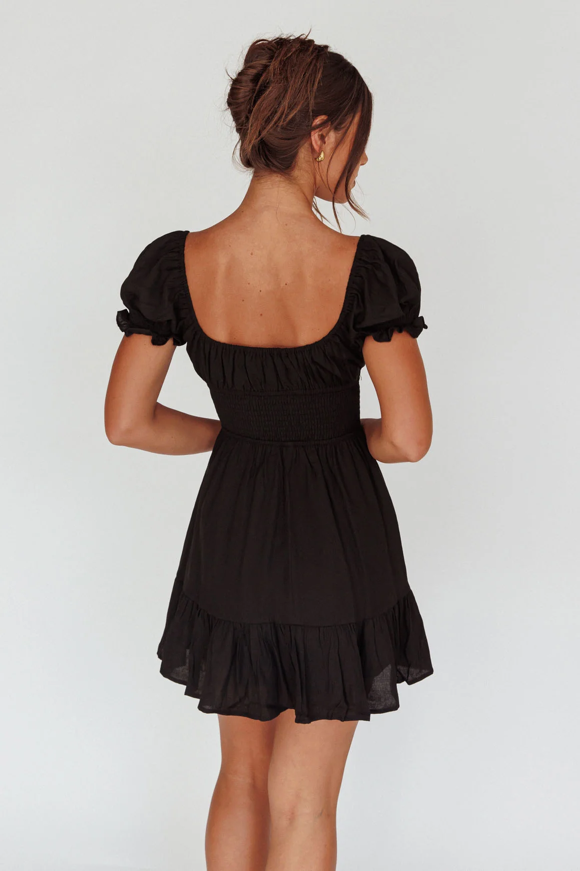 Amilie Shirred Waist Sundress Black - Sonourner