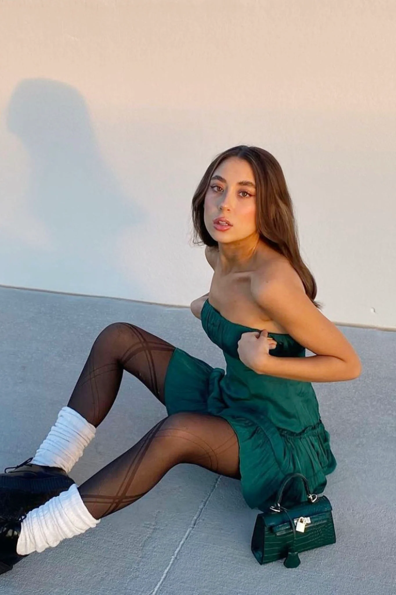 On A Whim Strapless Dropped Waist Dress Forest Green - Sonourner