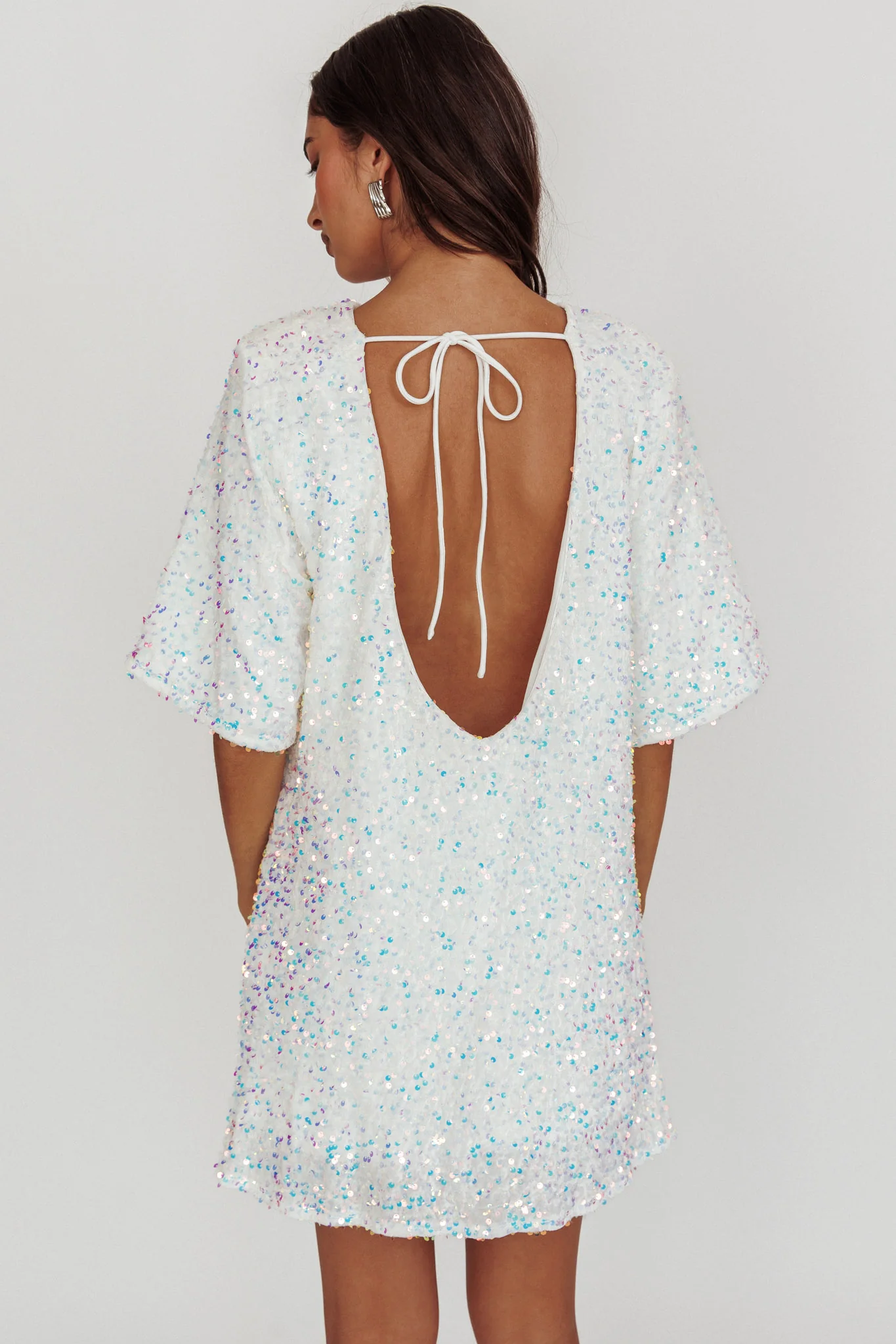 Miramar Backless Sequin Dress White - Sonourner