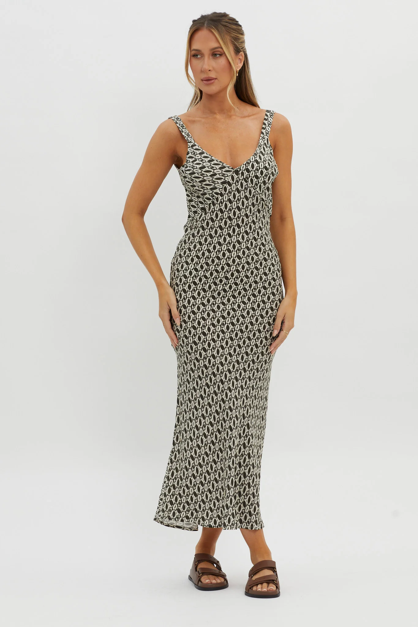 Avenue Thick Strap Midi Dress Print Solna - Sonourner