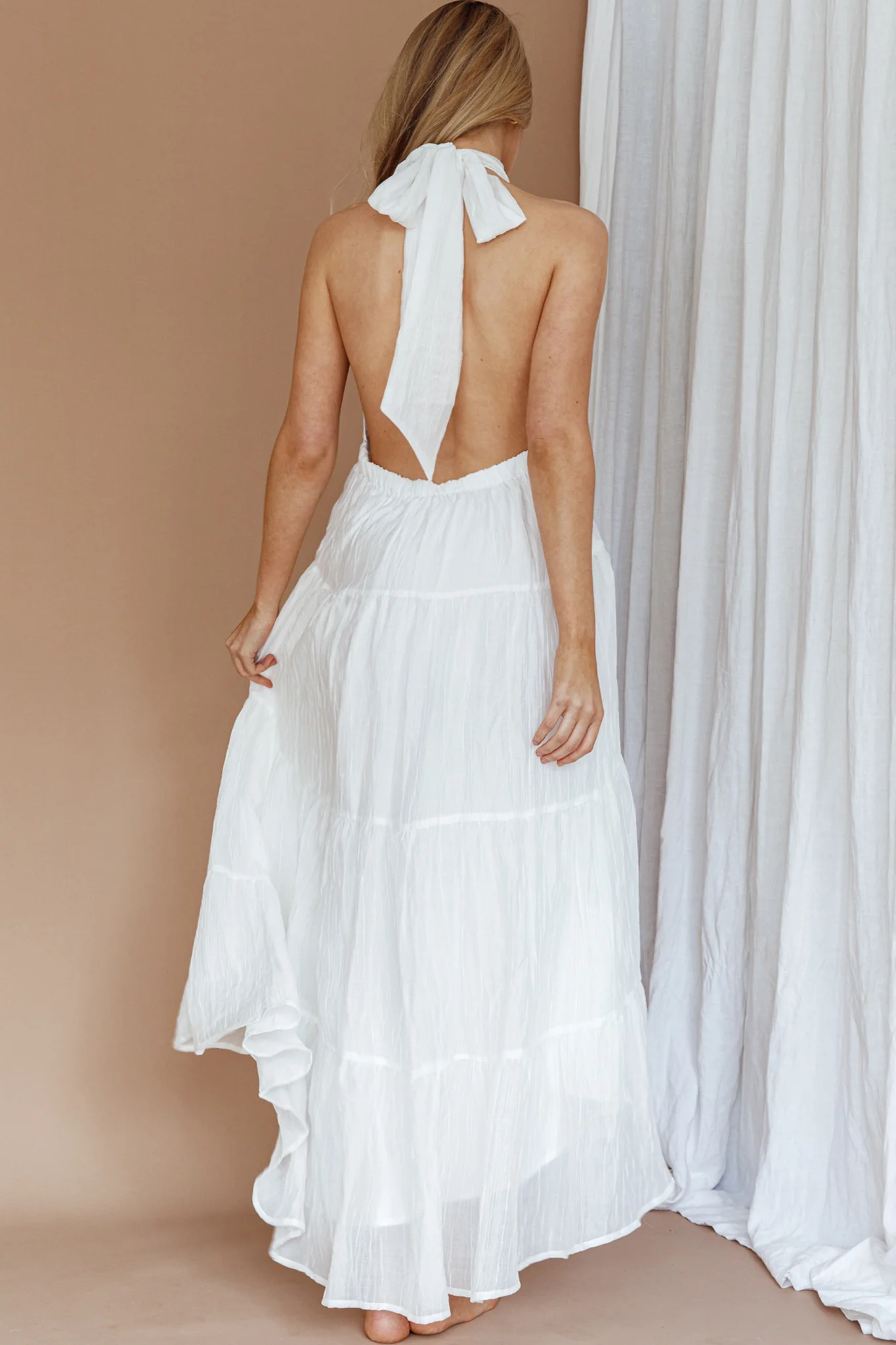 South Haven Halter Midi Dress White - Sonourner