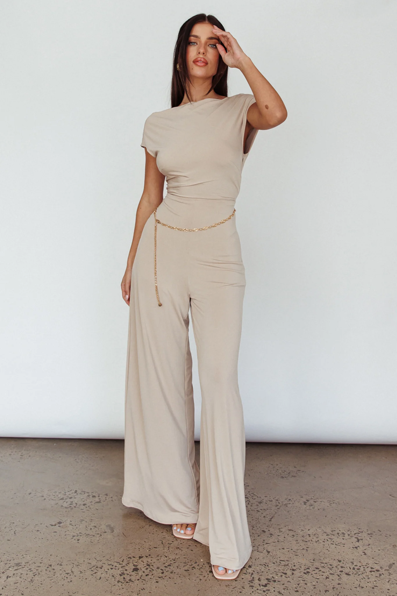 Lucinda Twist Back Jumpsuit Oat - Sonourner