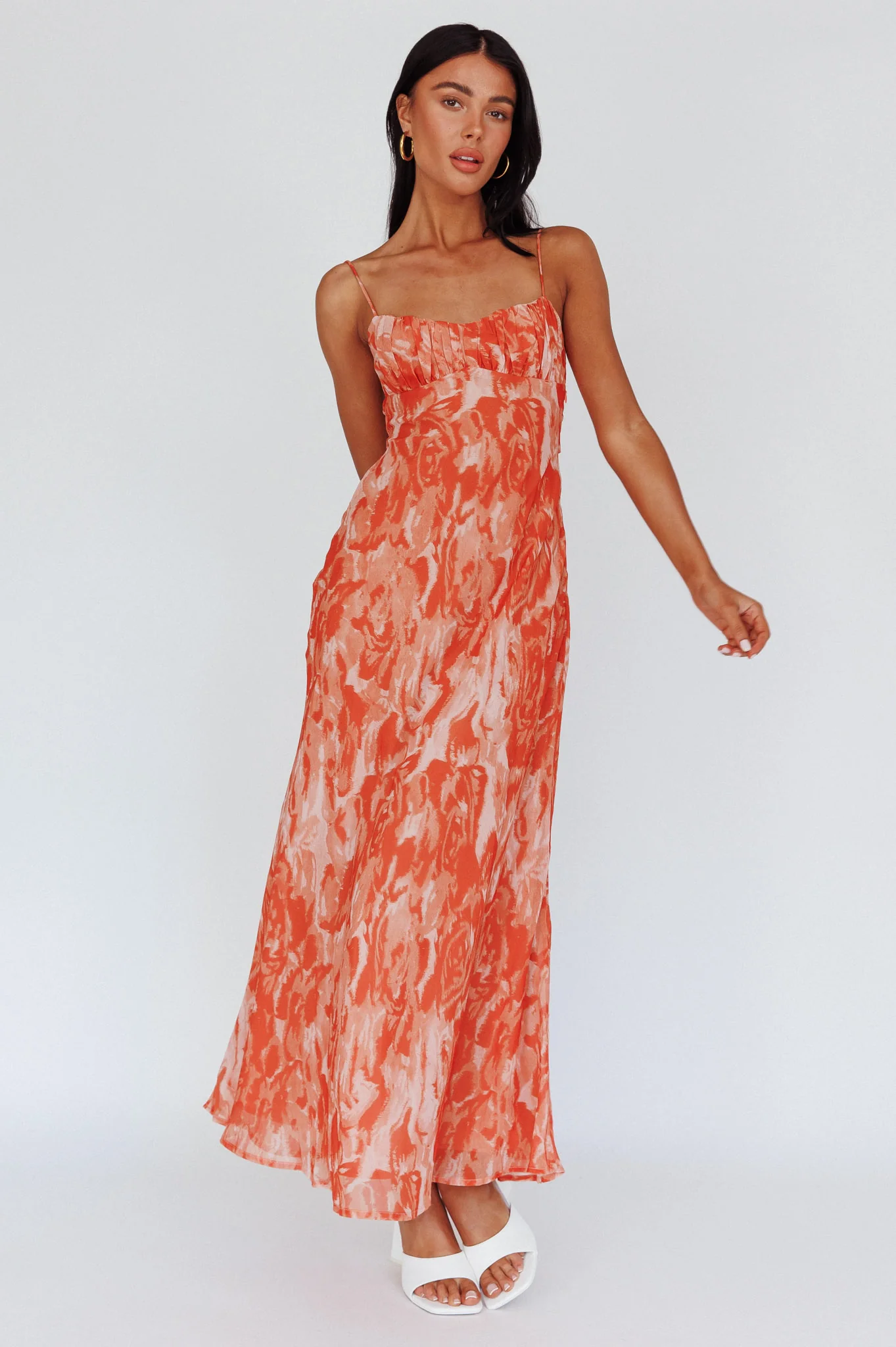 Nerida Twist Back Maxi Dress Swirl Orange - Sonourner