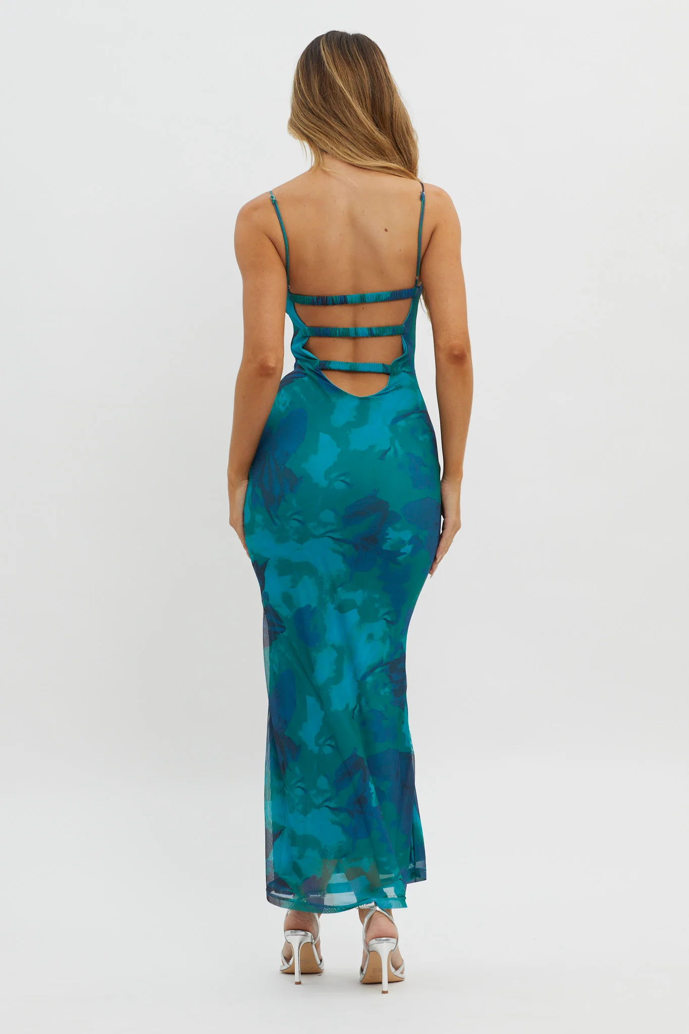 Lennox Elastic Back Bodycon Dress Floral Green - Sonourner