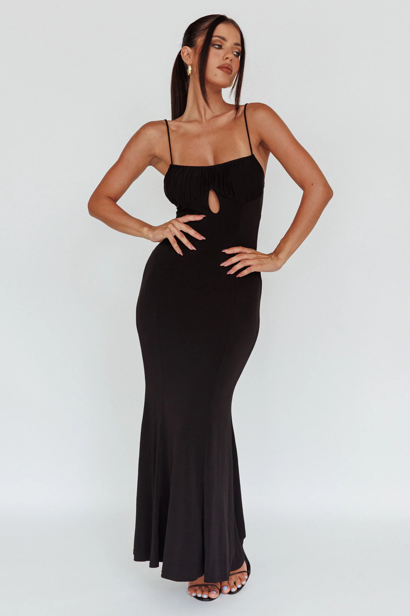 Marcella Keyhole Bust Maxi Dress Black - Sonourner