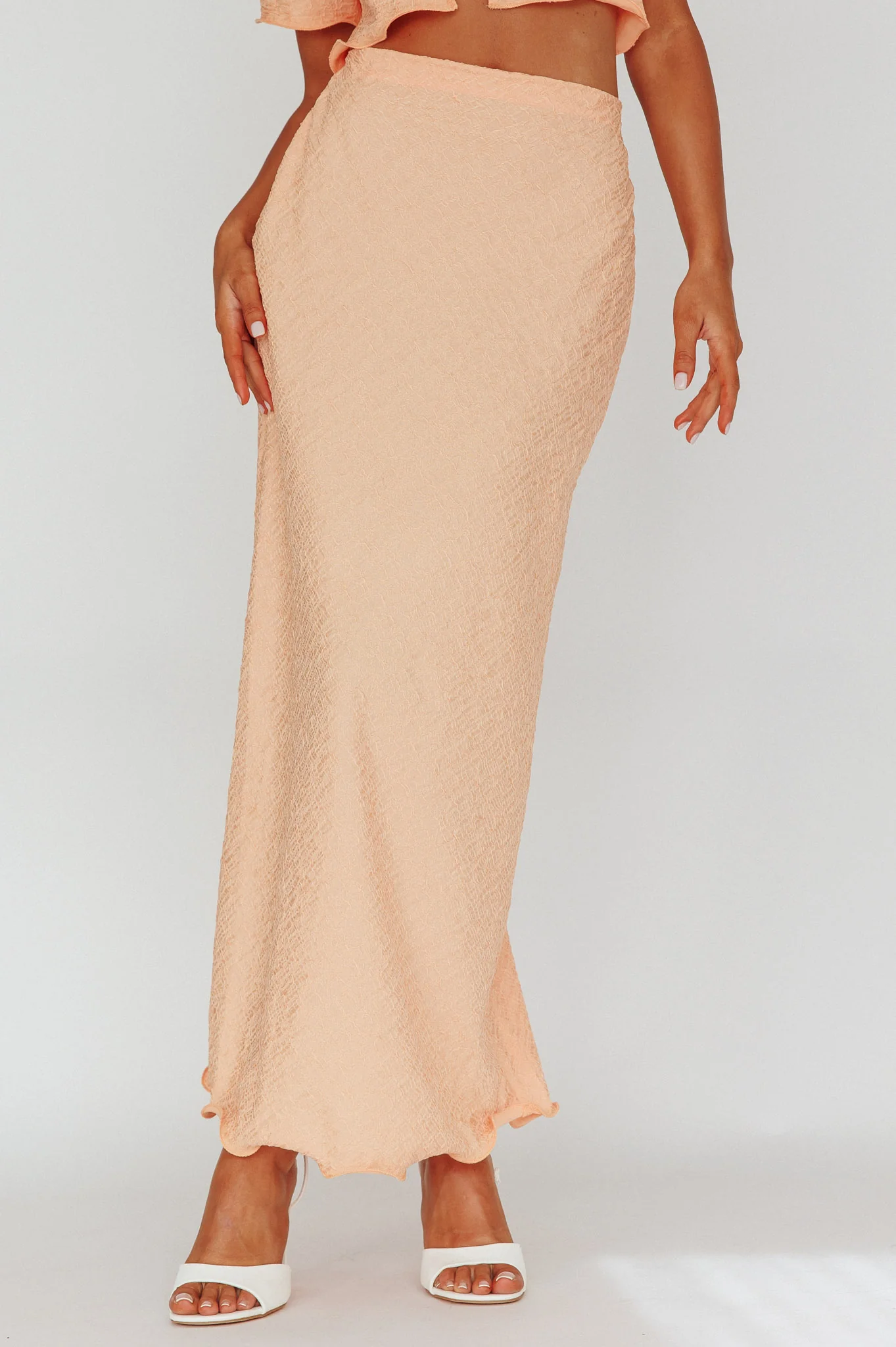 Roman Midi Skirt Textured Melon - Sonourner