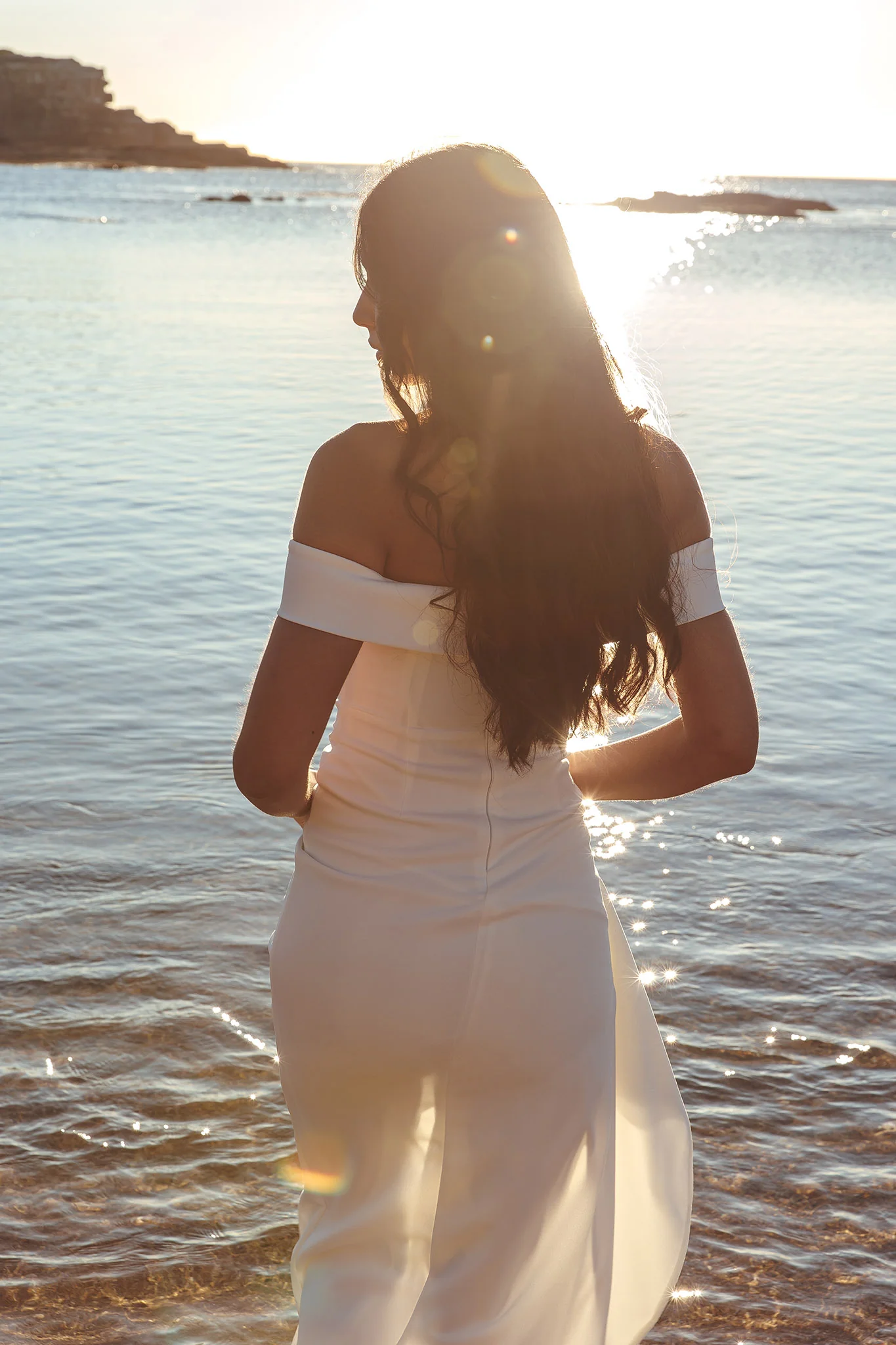 Cha Cha Off Shoulder Thigh Split Maxi Dress Off White - Sonourner