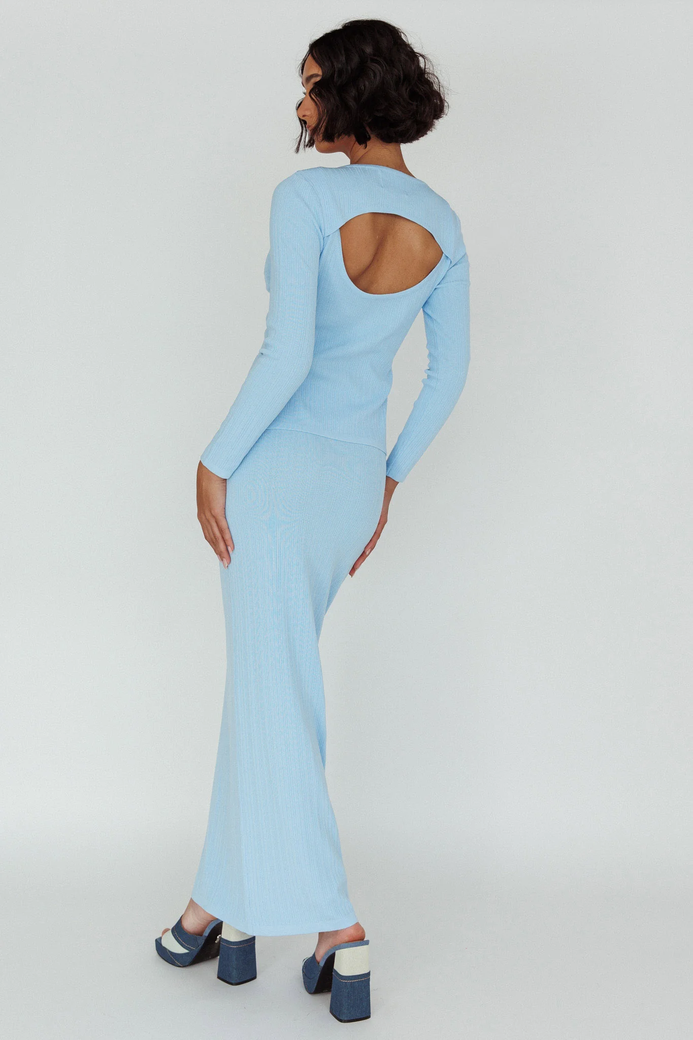 Rossana Knit Maxi Skirt Blue - Sonourner