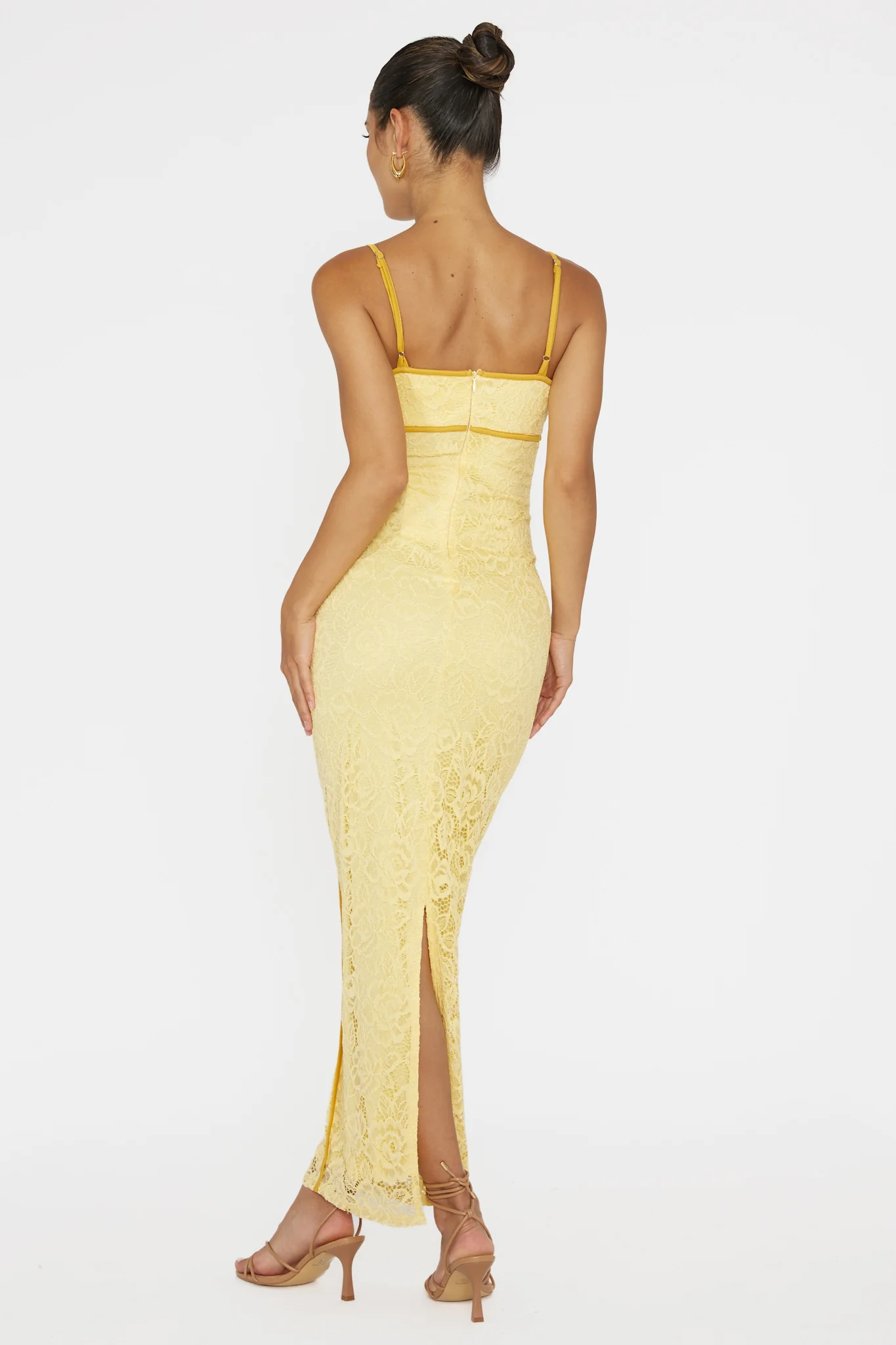 Inga Lace Piping Trim Midi Dress Yellow - Sonourner