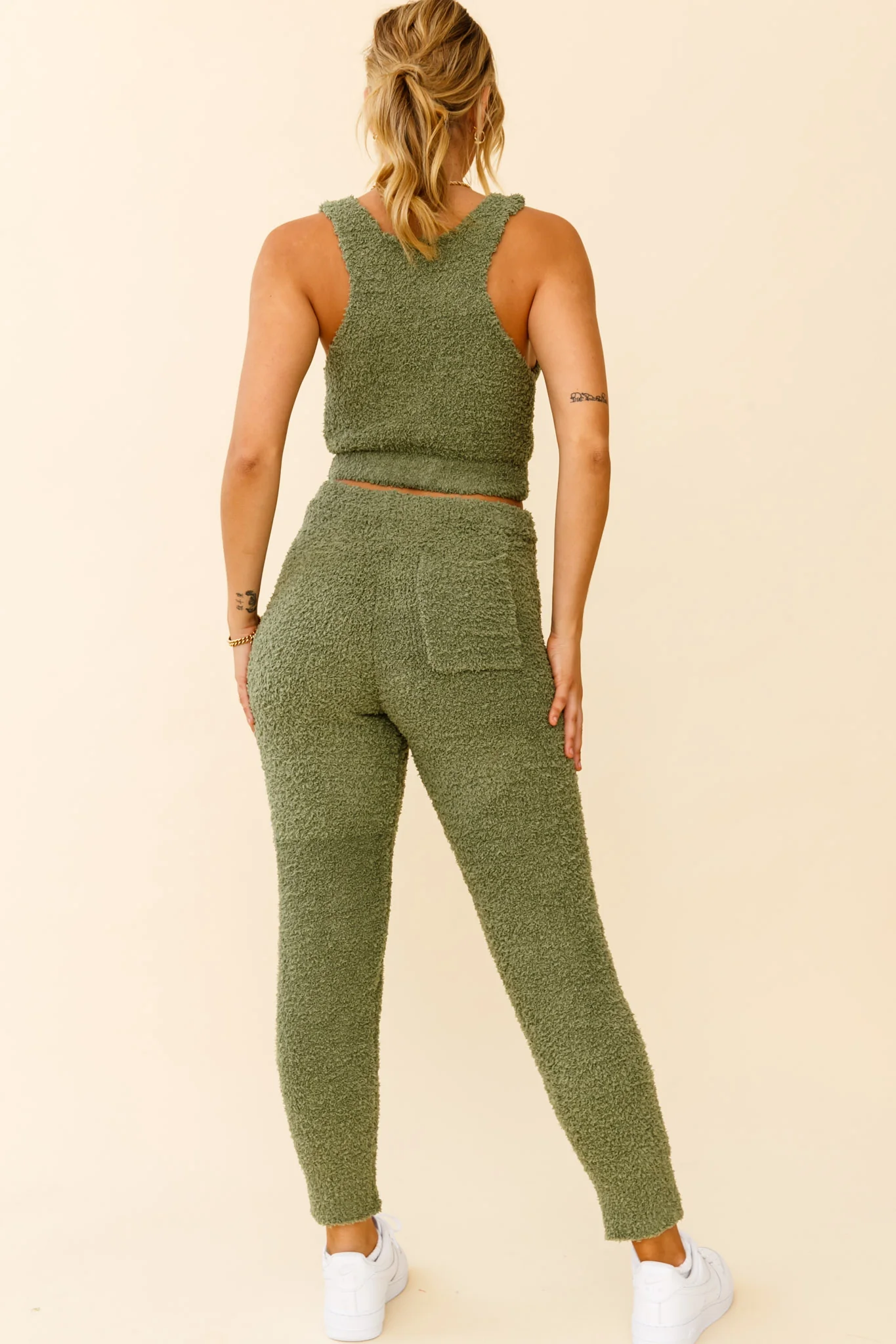 My Girl Fuzzy Knit Jogger Pants Sage - Sonourner