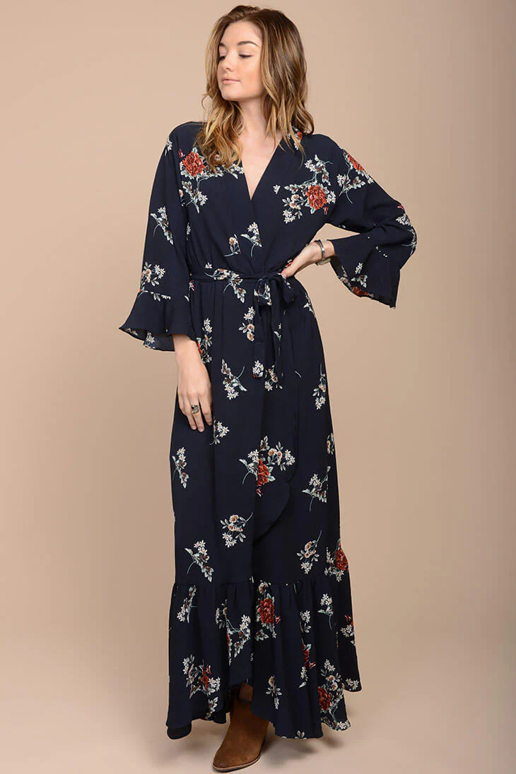 Alice Floral Maxi Dress Navy - Sonourner