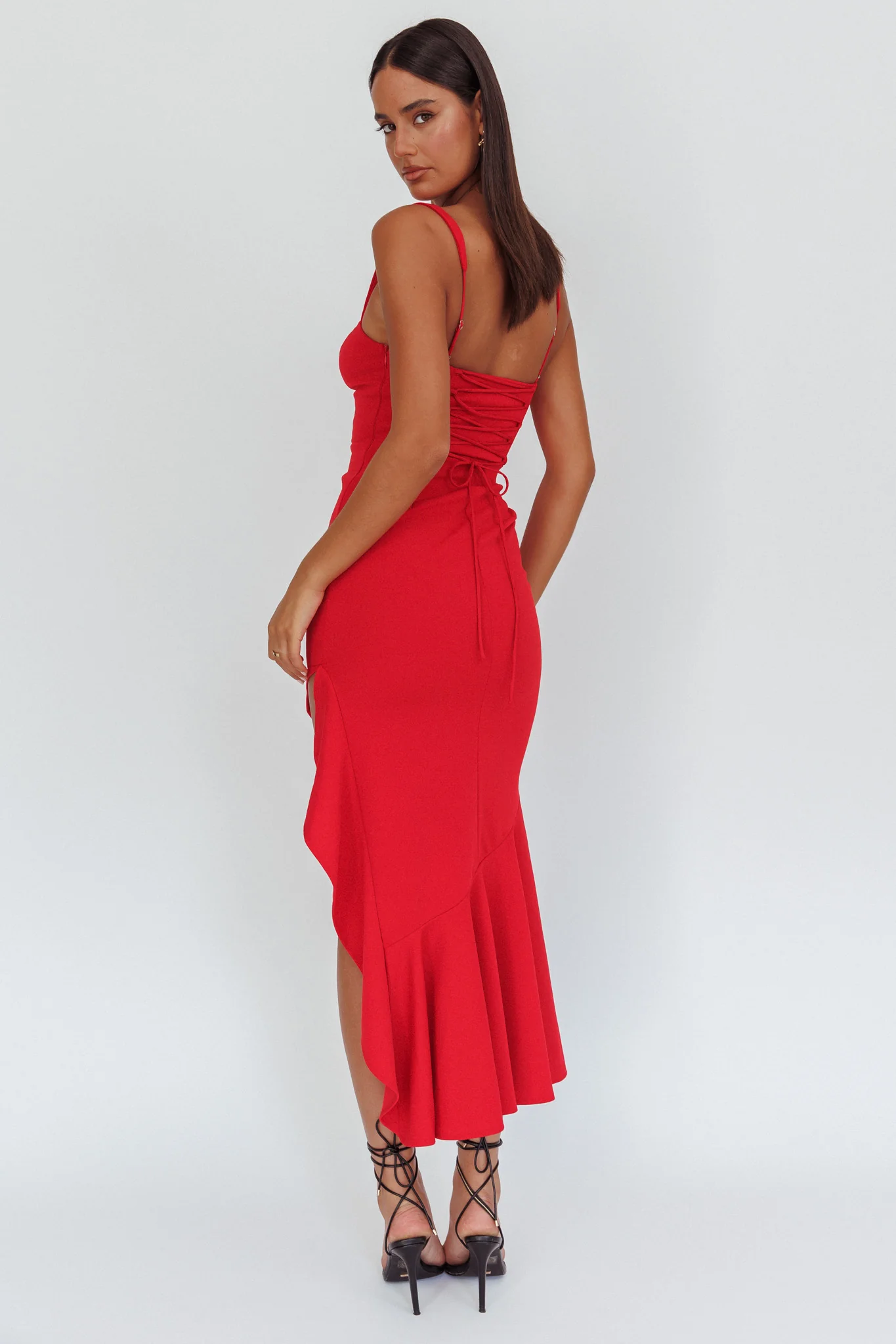 Delighted Asymmetric Hem Maxi Dress Red - Sonourner