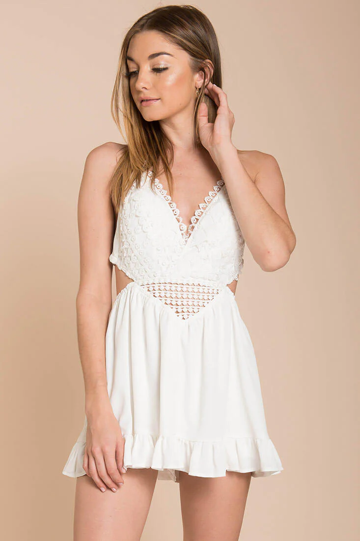 Kensington Crochet Romper White - Sonourner