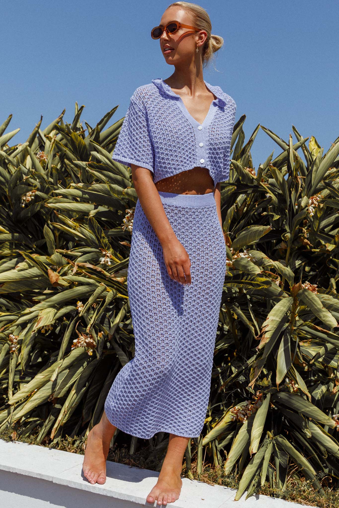 Summer Sunset Crochet Maxi Skirt Lavender - Sonourner