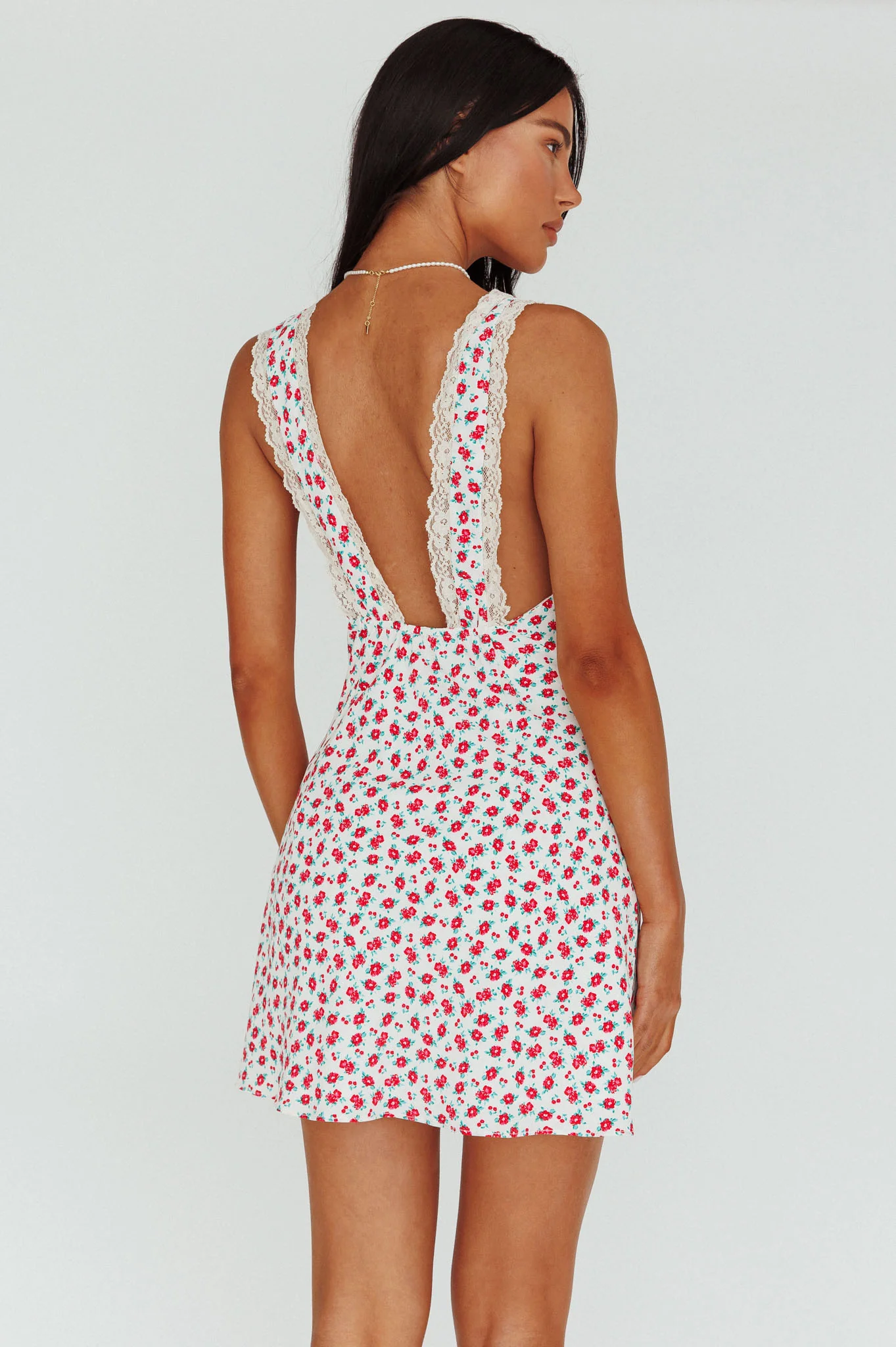 Vigo Lace Trim Sundress Floral White - Sonourner