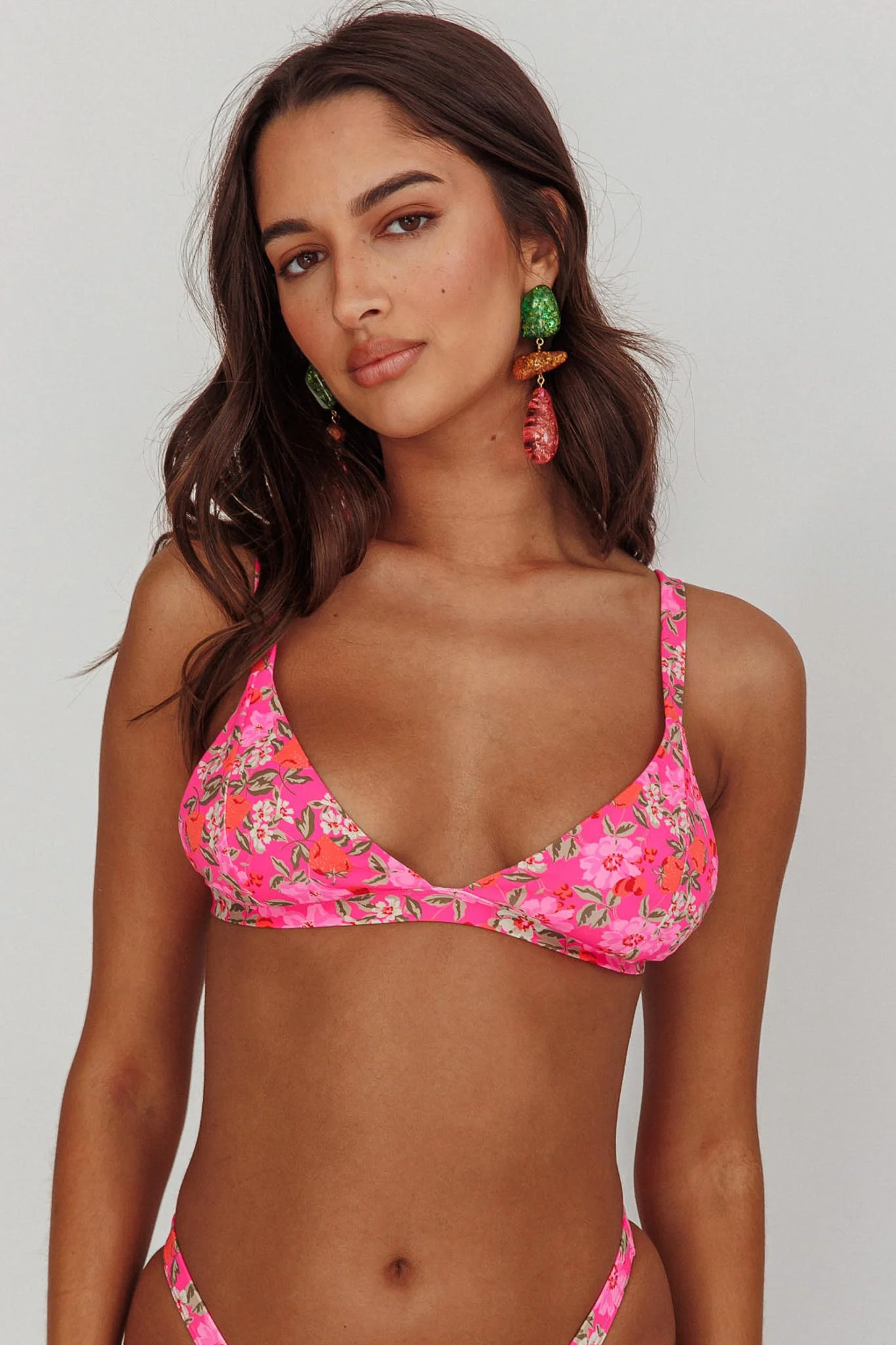 Aether Triangle Bikini Top Pink Floral - Sonourner