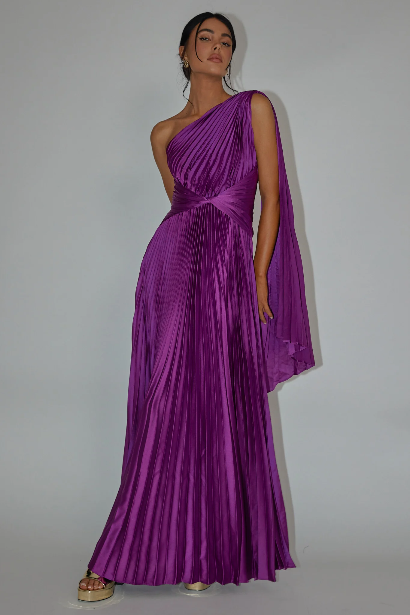 Laxmi Accordion Pleat Maxi Dress Purple - Sonourner