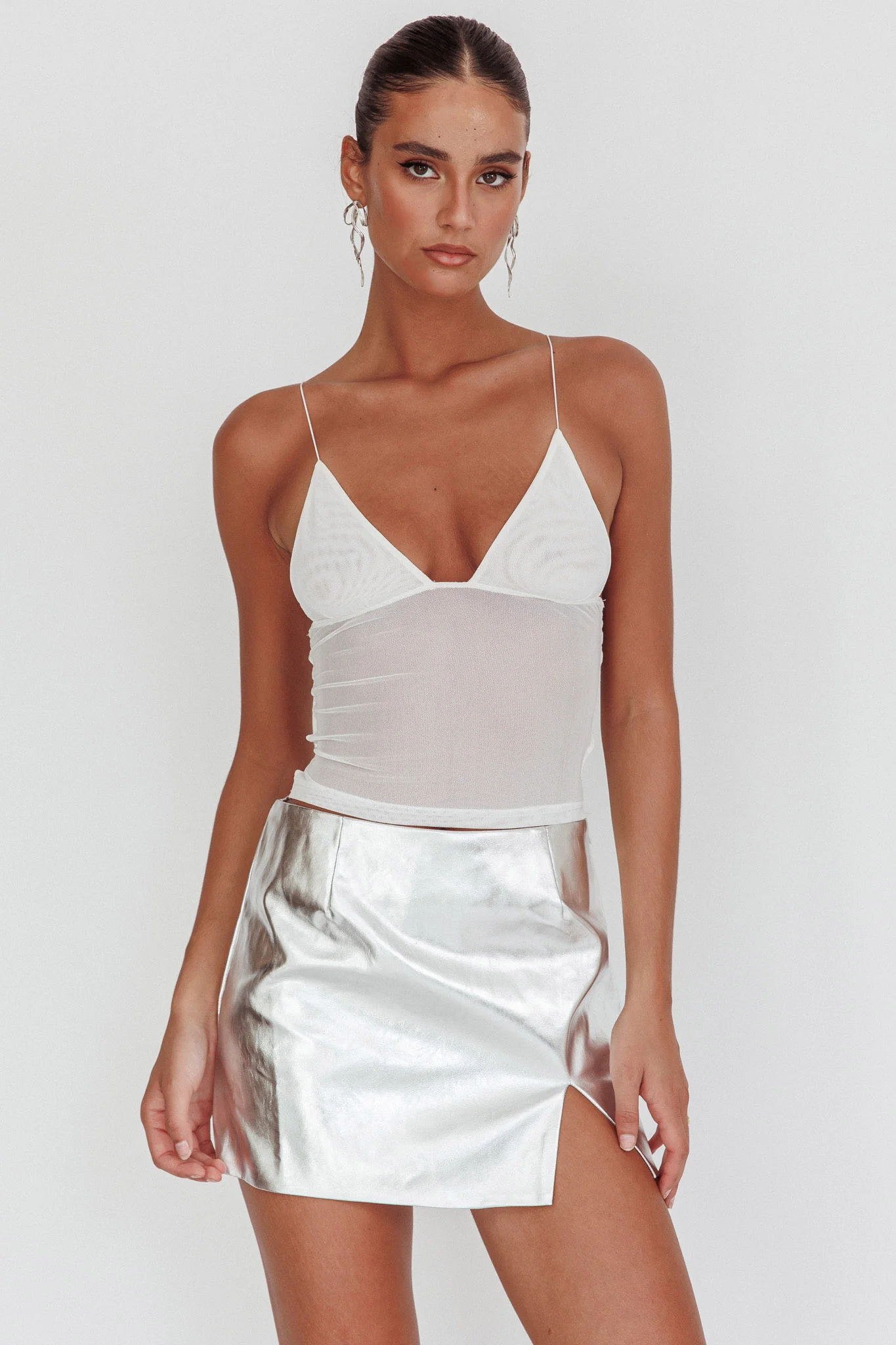 Namrata PU Mini Skirt Silver - Sonourner