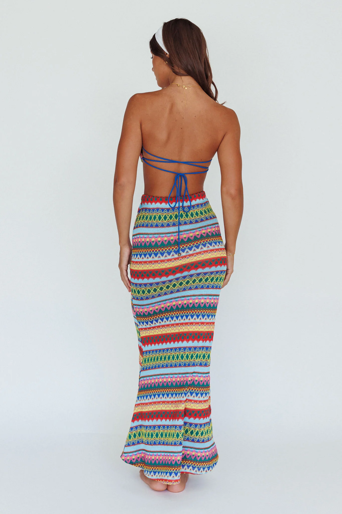 Tulum Knit Midi Skirt Blue Multi - Sonourner