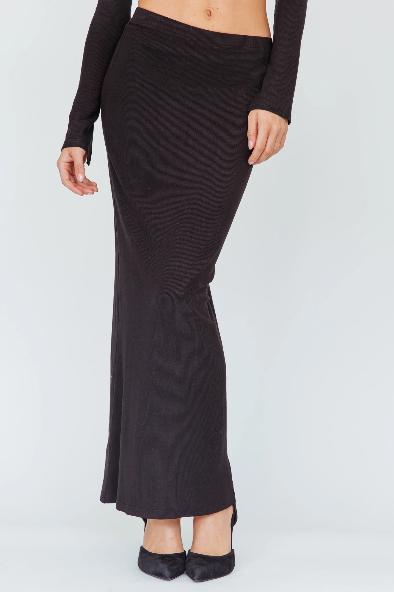 Lauryn Stretch Maxi Skirt Black - Sonourner