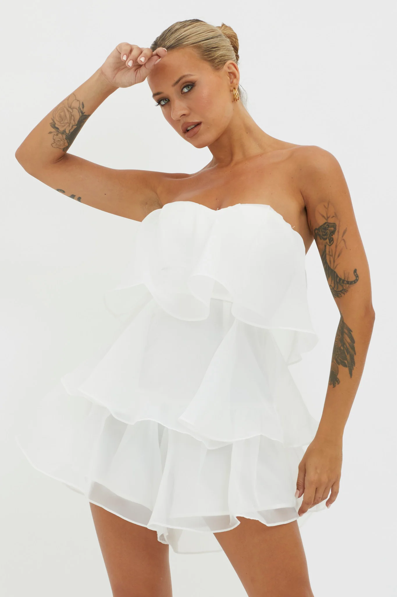 Behati Tiered Layer Romper White - Sonourner