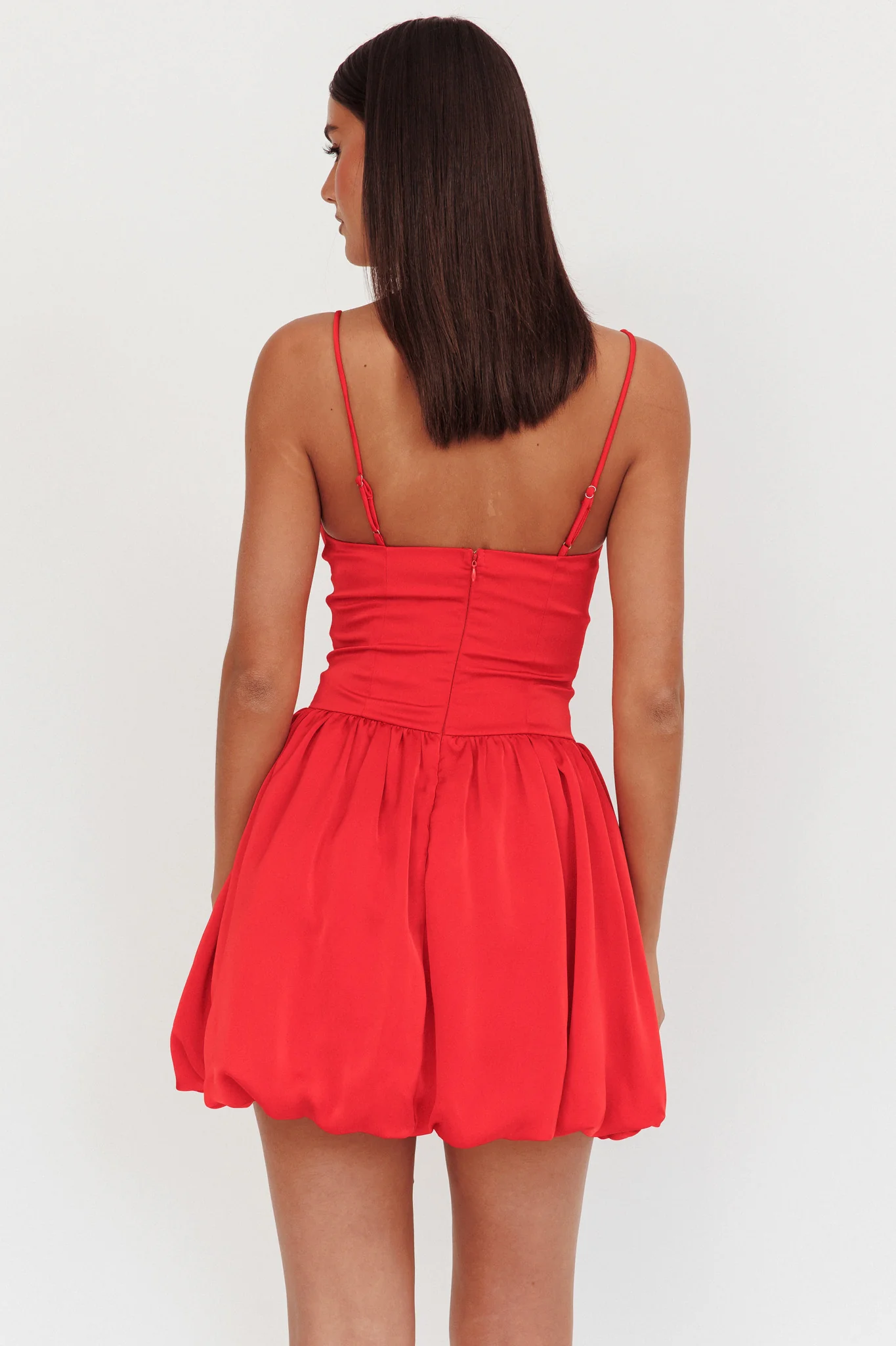 Eye Catching Balloon Skirt Mini Dress Red - Sonourner