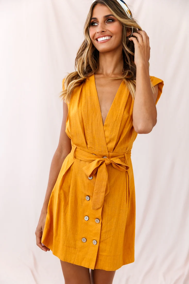 Clementine V-Neck Placket Dress Sunset - Sonourner
