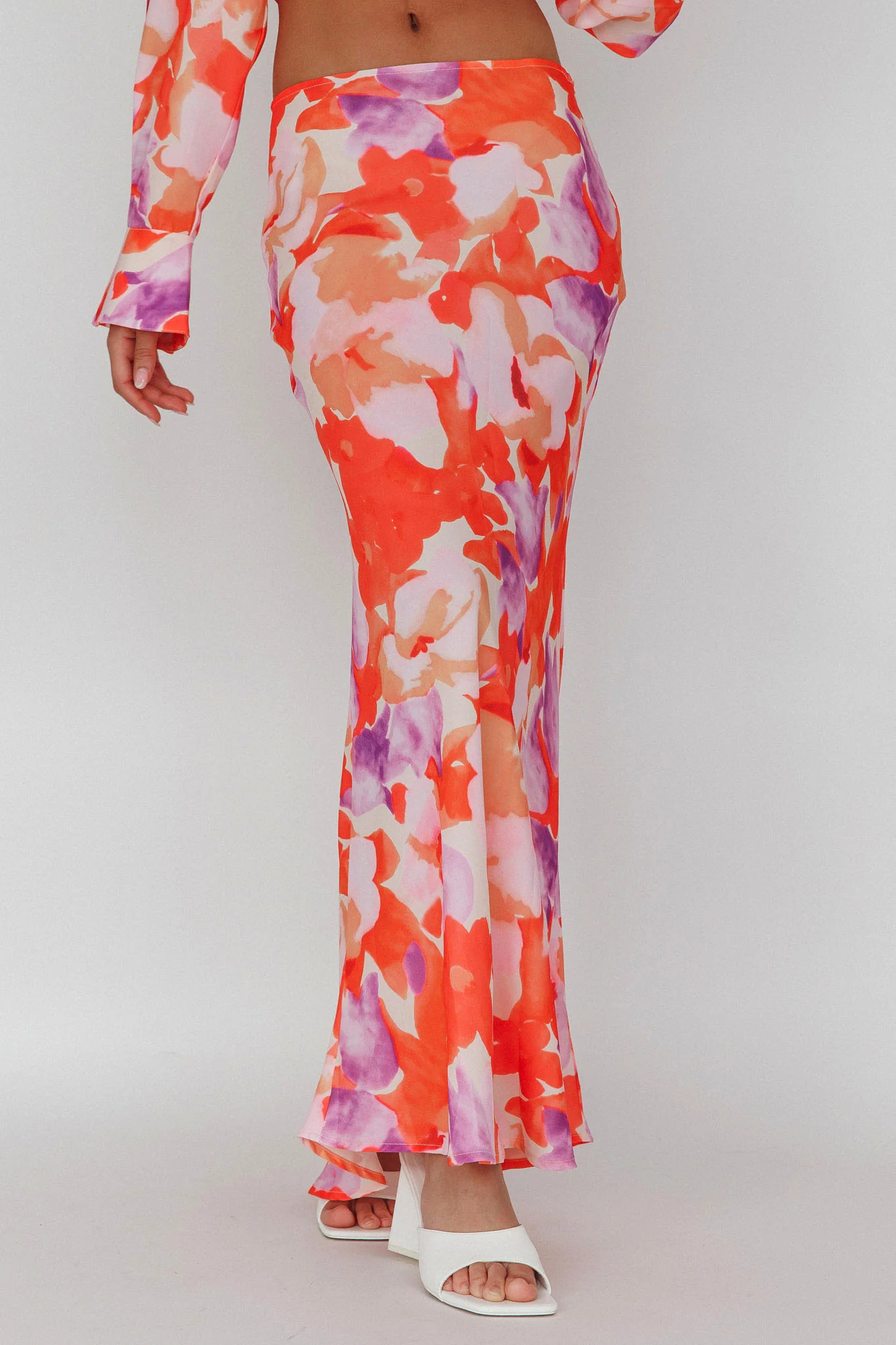 Vacation Midi Skirt Floral Orange/Purple - Sonourner