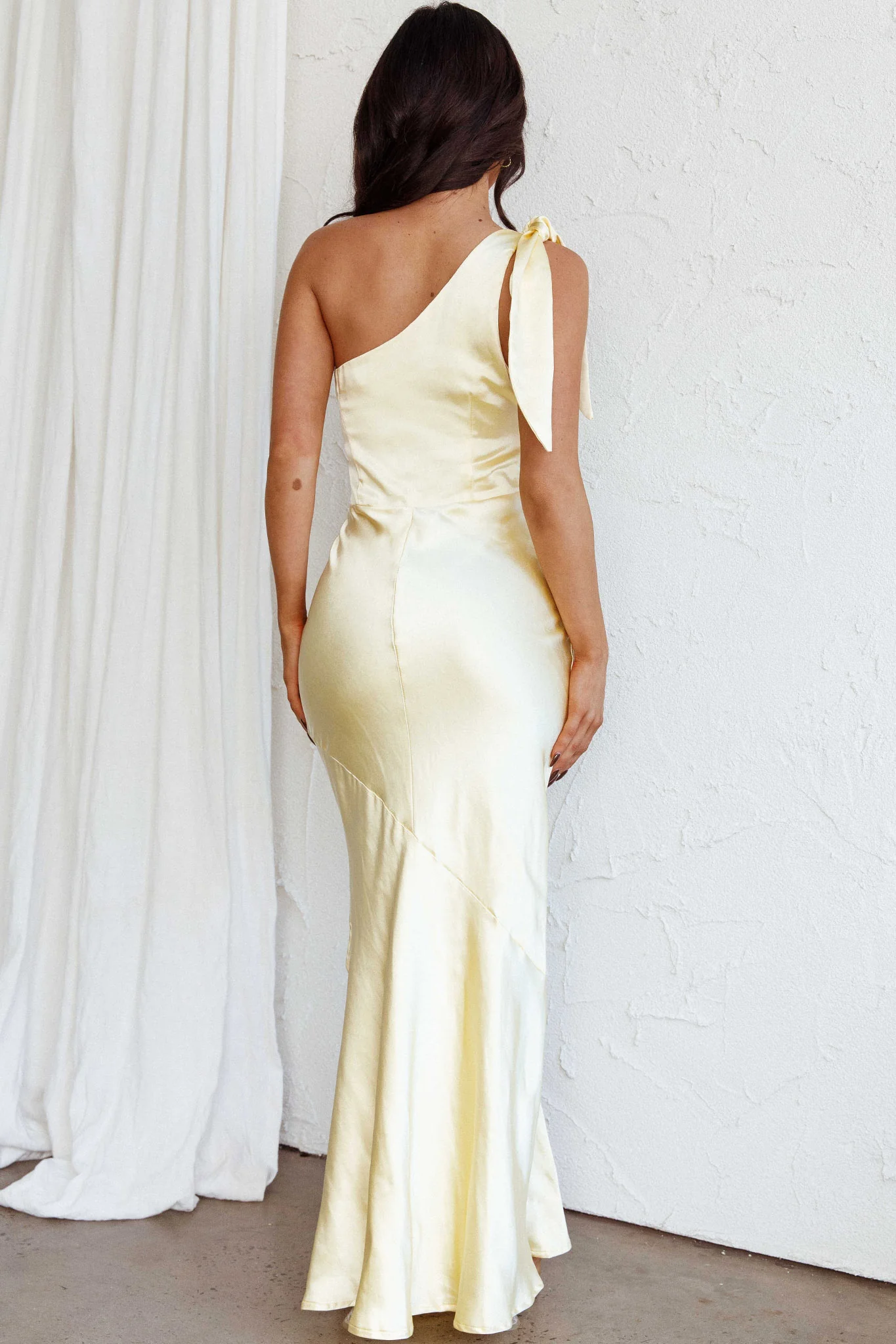 Eleanora One-Shoulder Satin Dress Butter - Sonourner