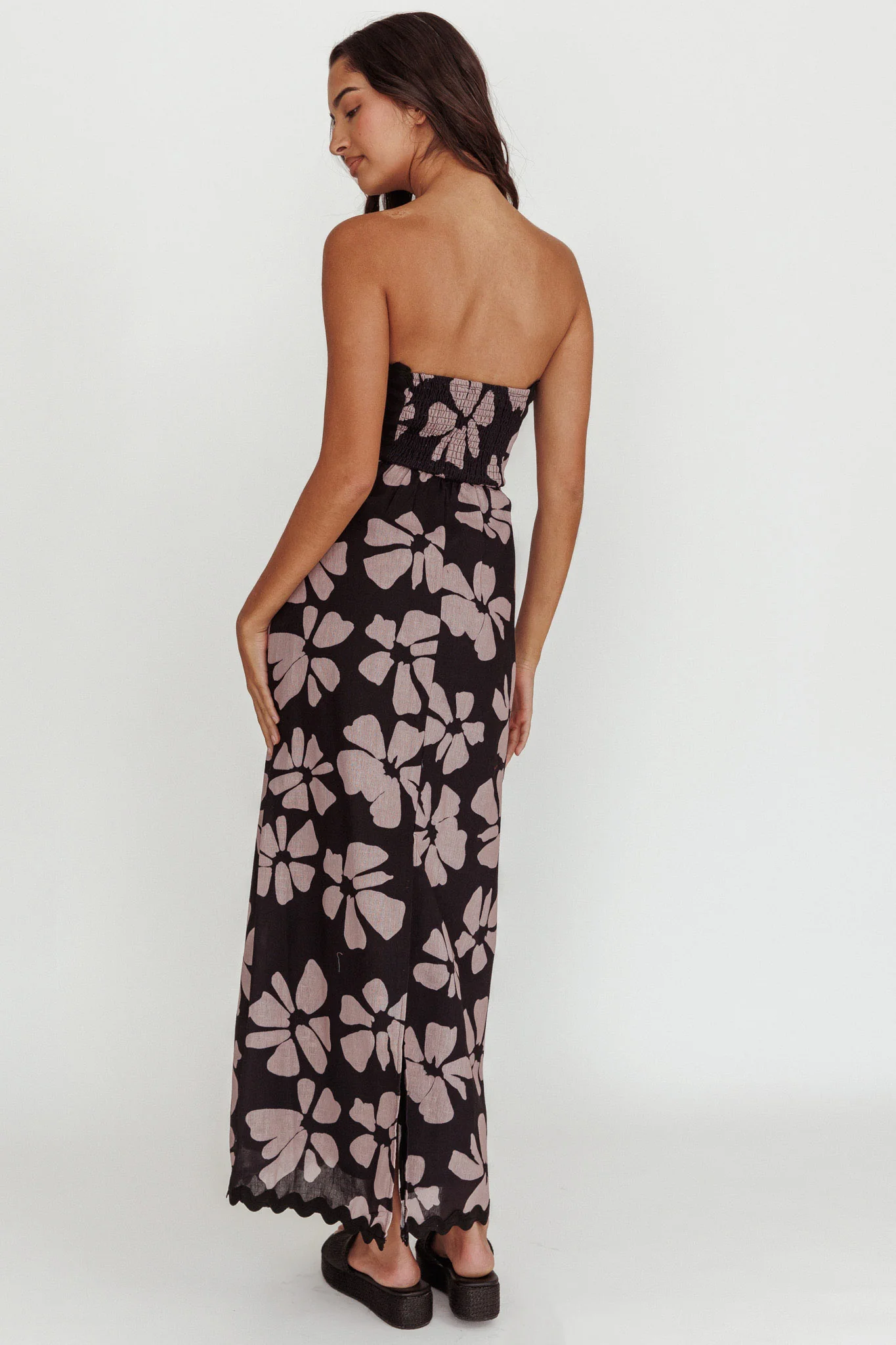 Cypress Floral Strapless Maxi Dress Black - Sonourner