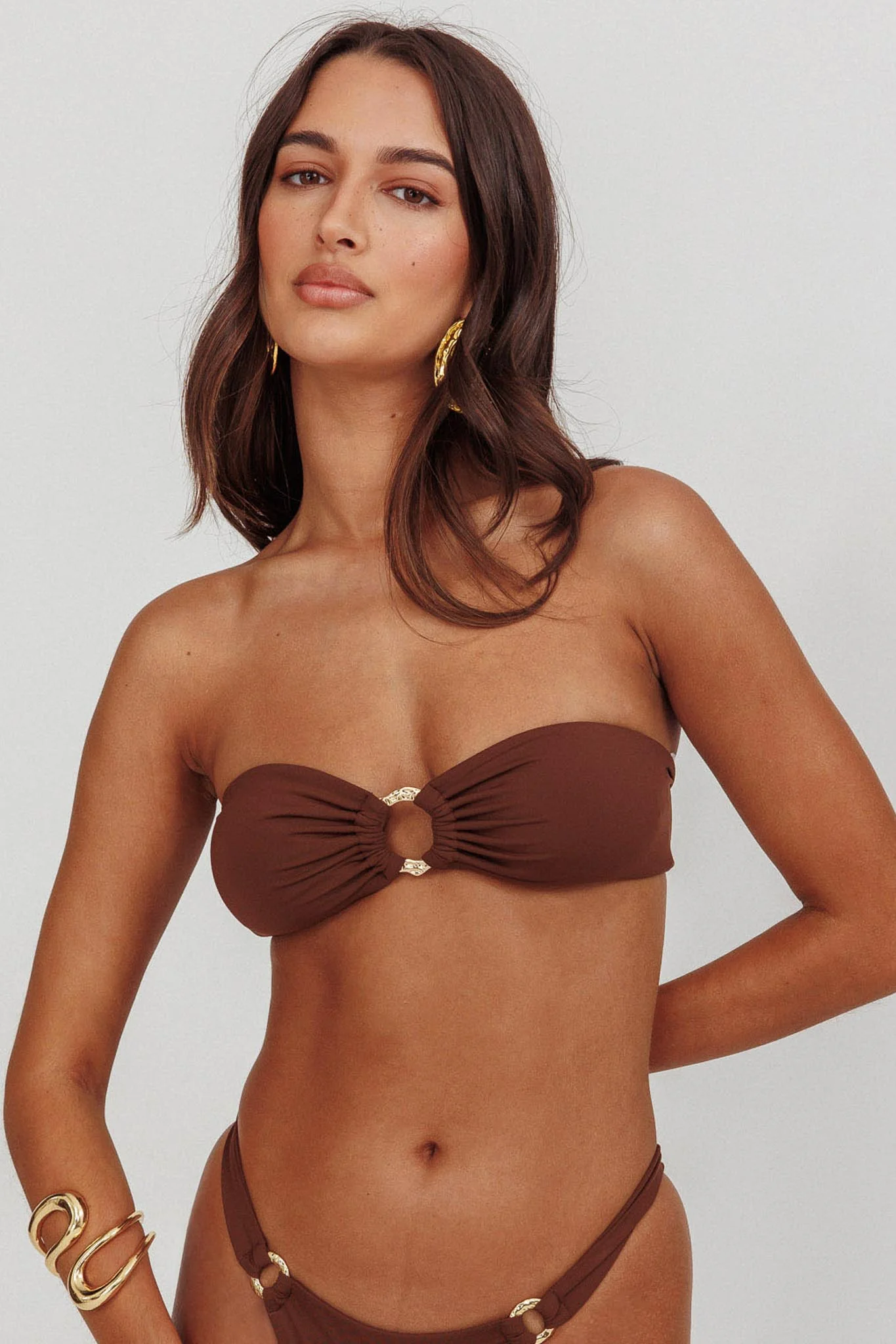 Agape Bandeau O-Ring Bikini Top Choc - Sonourner