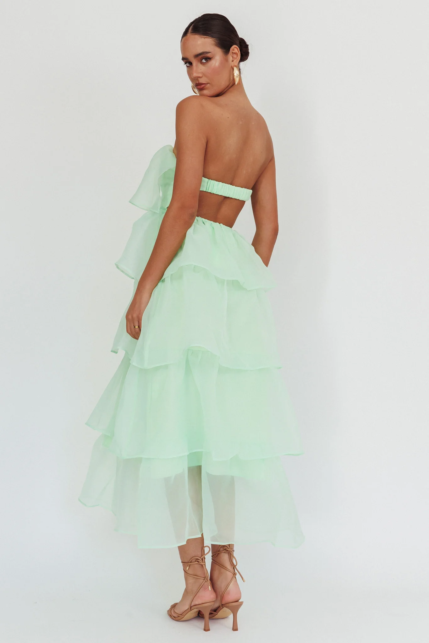 Behati Tiered Layer Midi Dress Mint - Sonourner