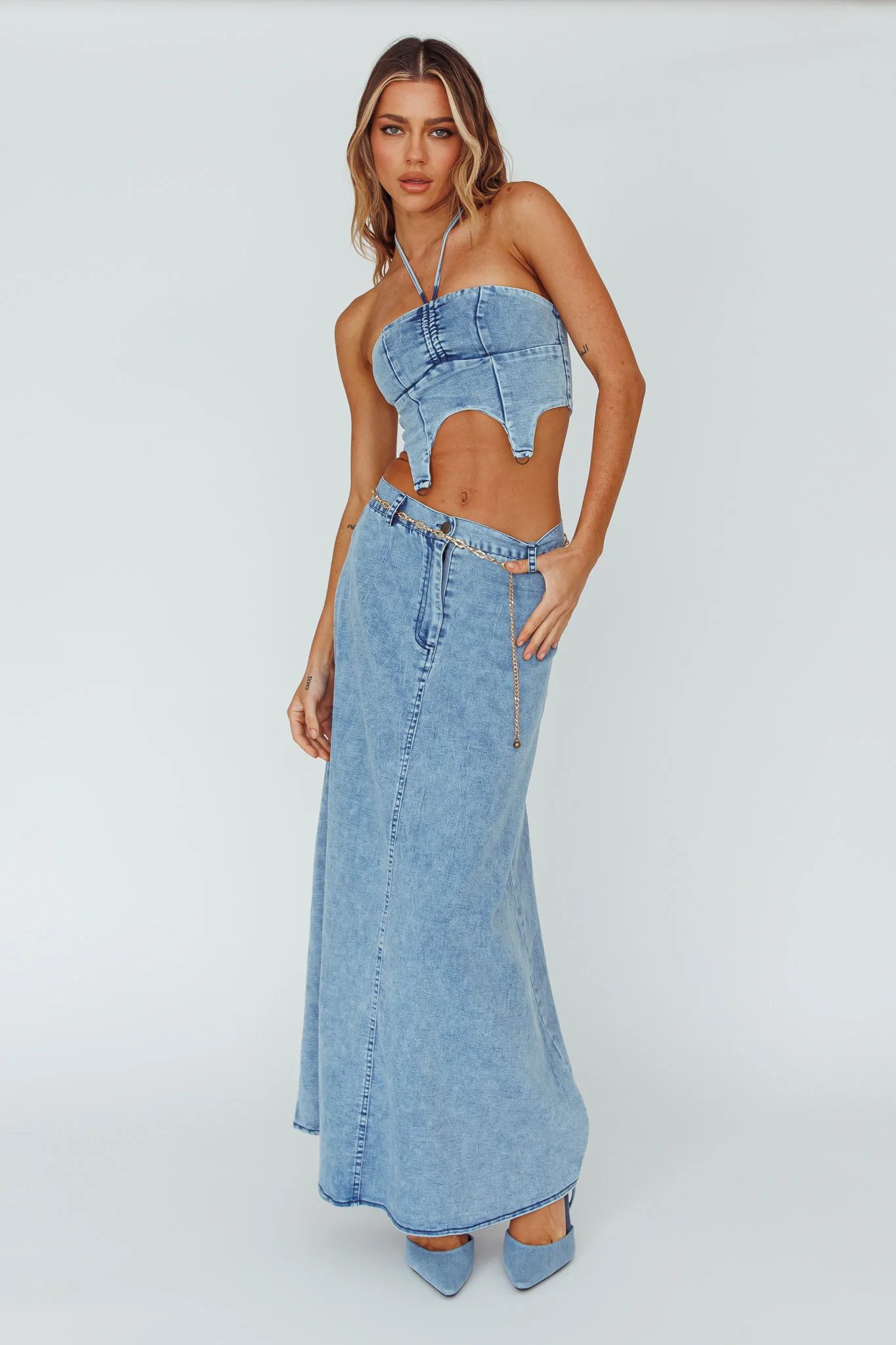 Romcom Maxi Skirt Denim Blue - Sonourner