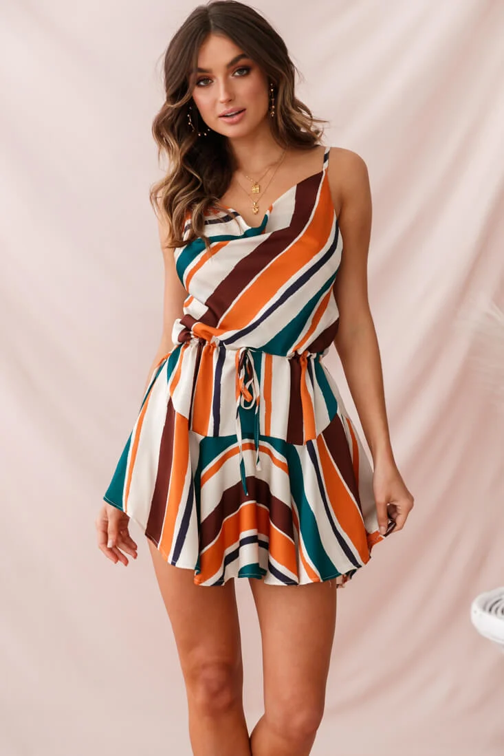 Ferris Cowl Neck Drawstring Dress Orange - Sonourner