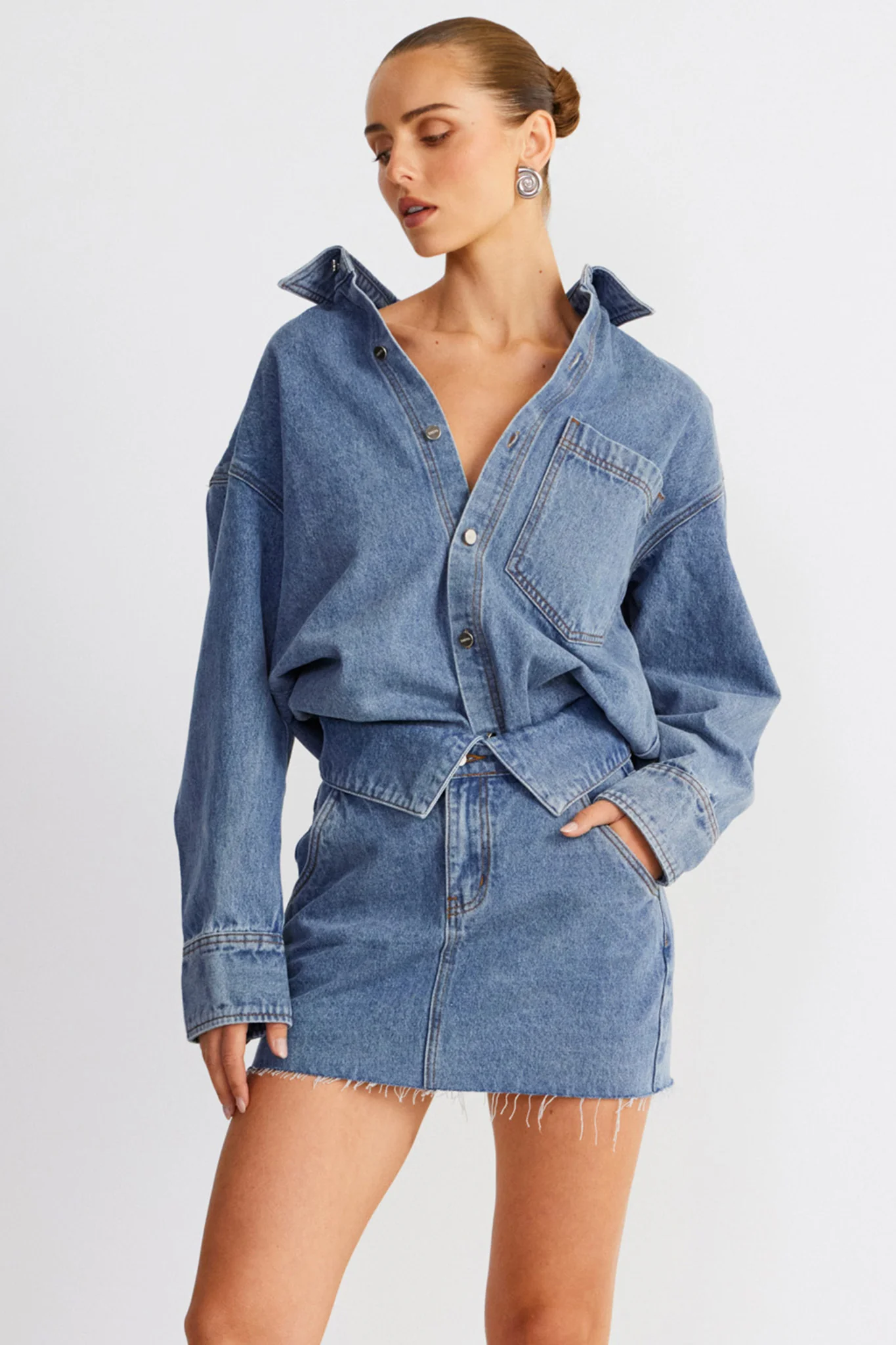 SNDYS Eve Denim Skirt Blue - Sonourner