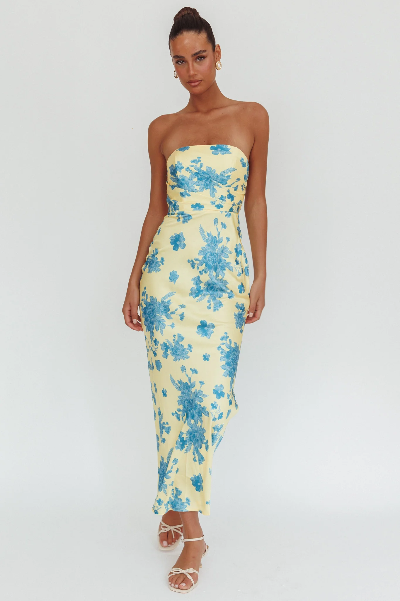 City Of Stars Strapless Maxi Dress Floral Yellow - Sonourner