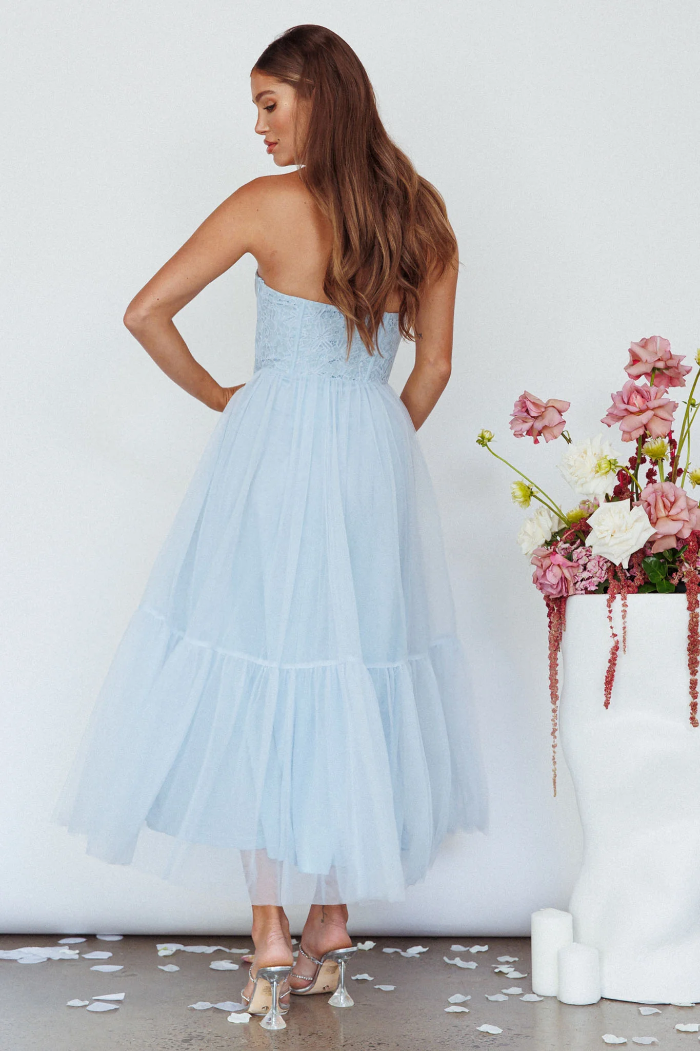 Dancing With Me Sweetheart Tulle Midi Dress Blue - Sonourner