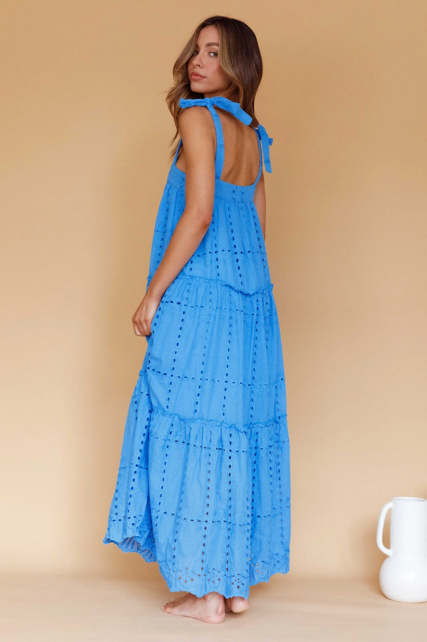 Brynna Tied Shoulder Maxi Dress Blue - Sonourner