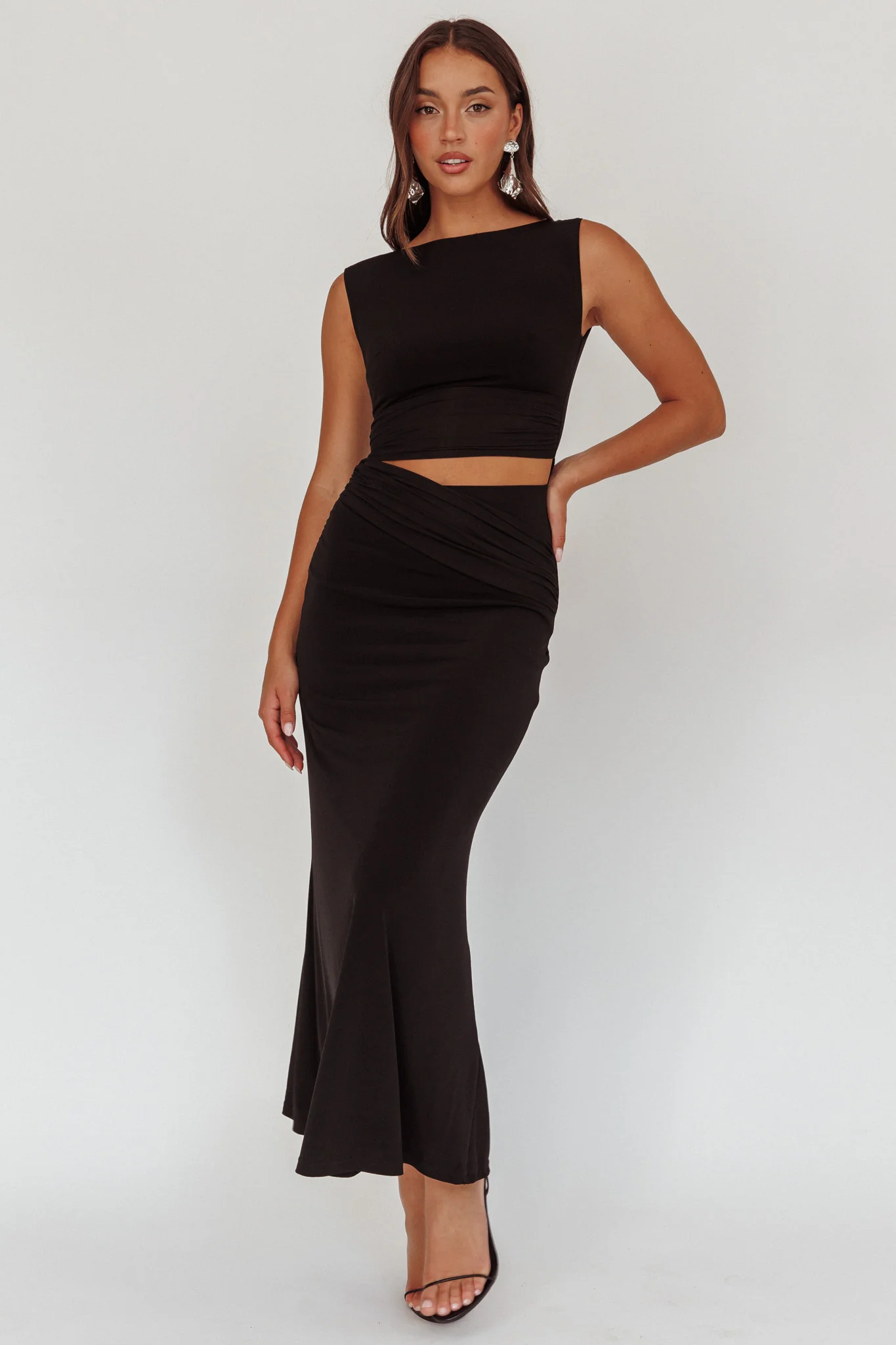 Costa Cut-Out Waist Maxi Dress Black - Sonourner