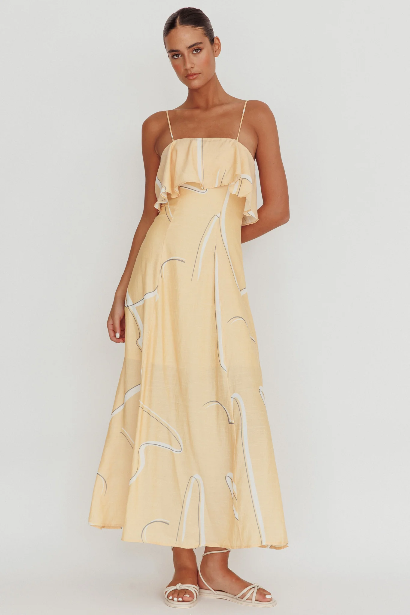 Cressida Line Ruffle Maxi Dress Mango - Sonourner