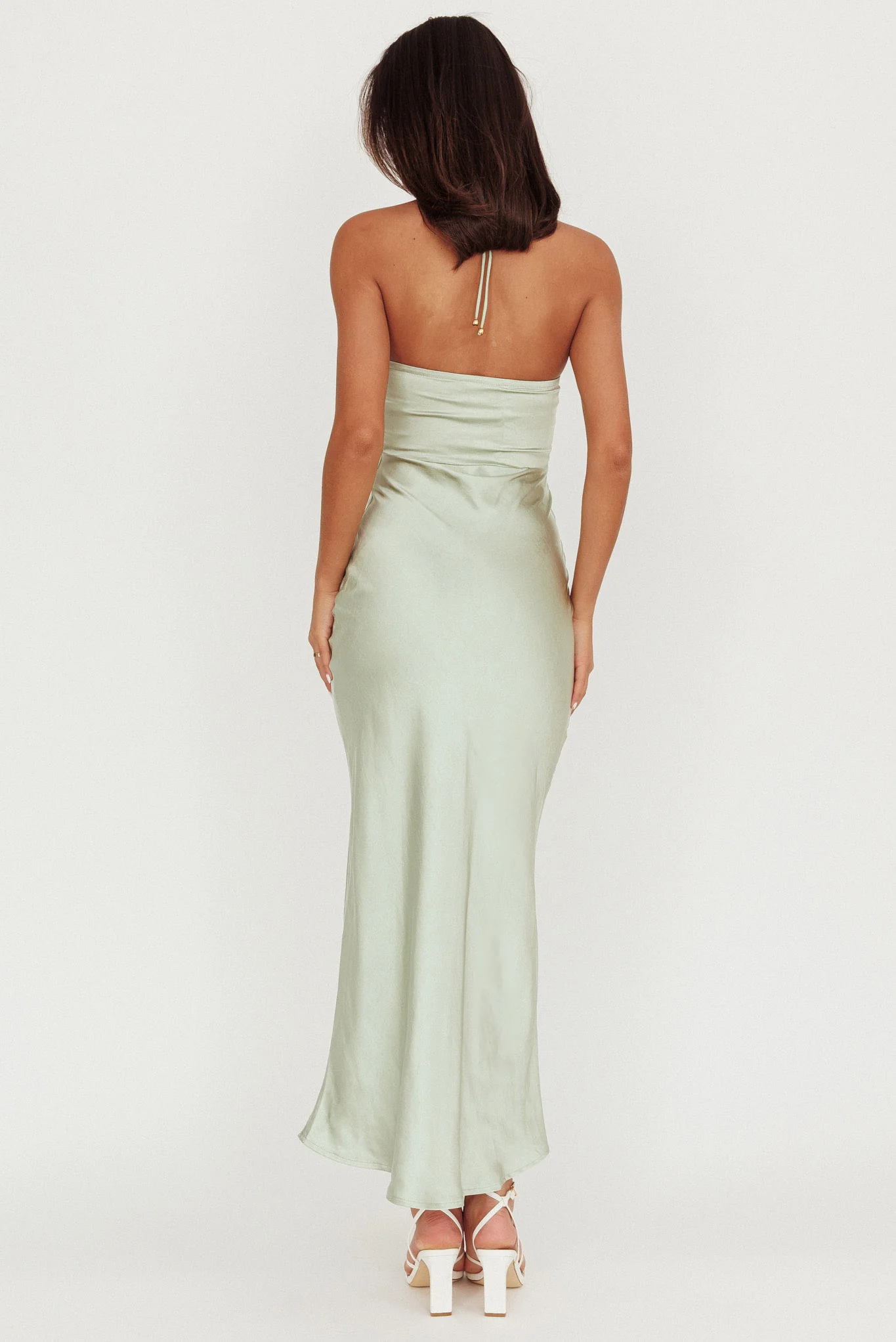 High Roller Flower Decoration Halter Dress Sage - Sonourner