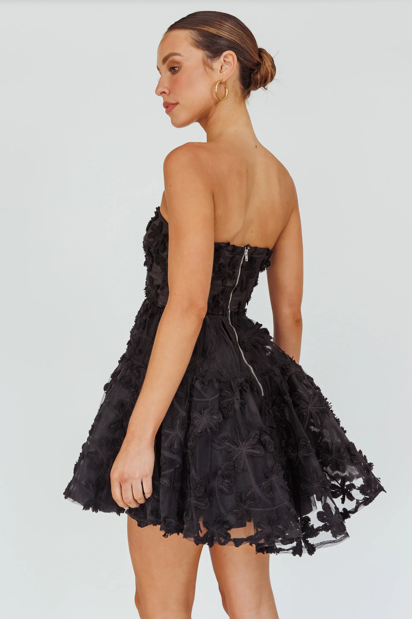 Dori Floral Embellished Mini Dress Black - Sonourner