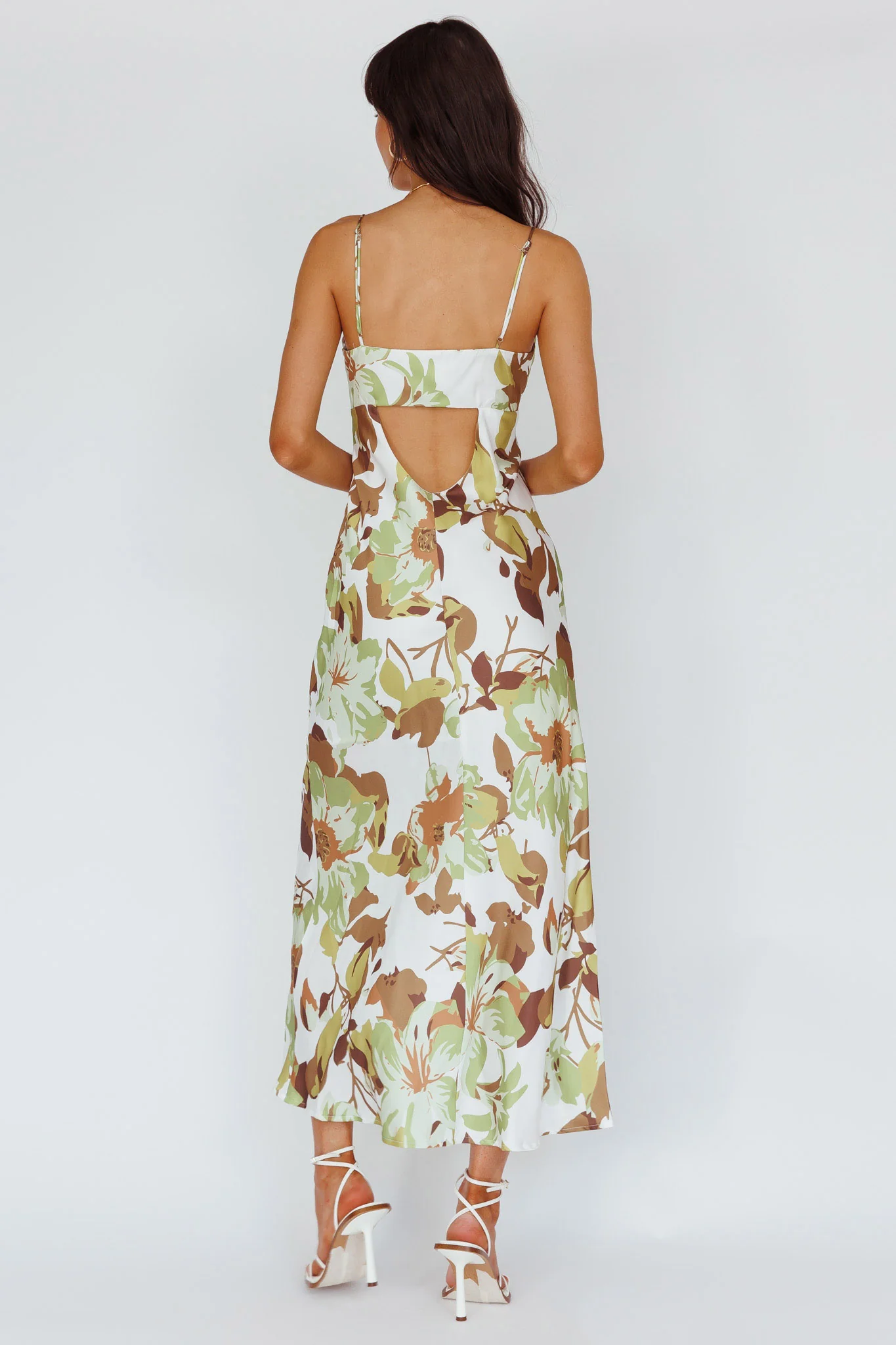 Egypt Cami Strap Maxi Dress Print Green - Sonourner