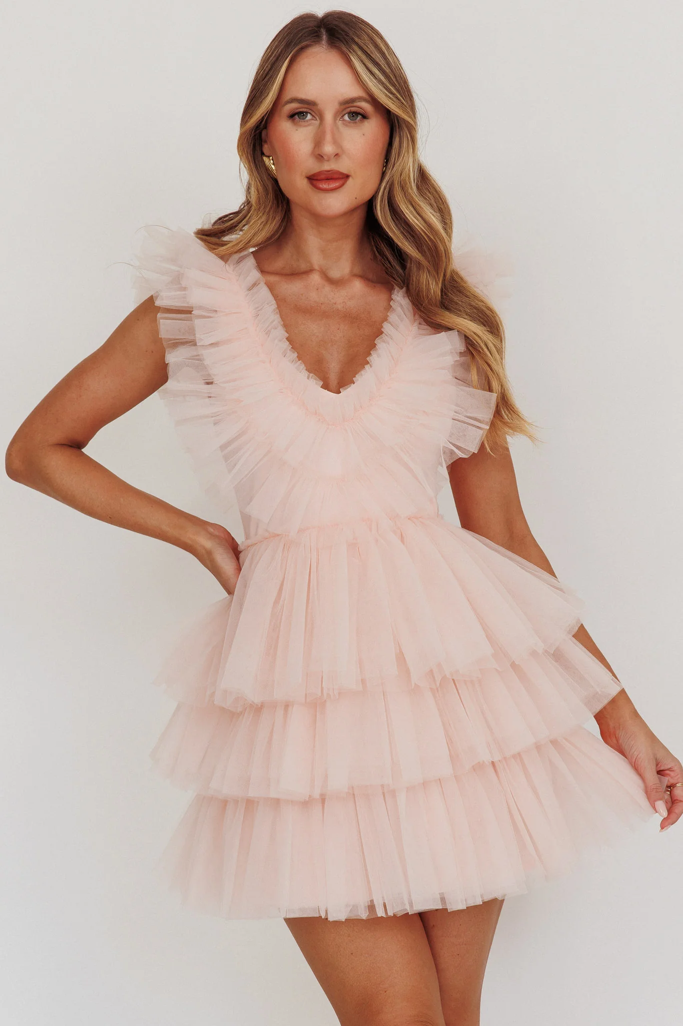 Froufrou Layered Tulle Mini Dress Blush - Sonourner